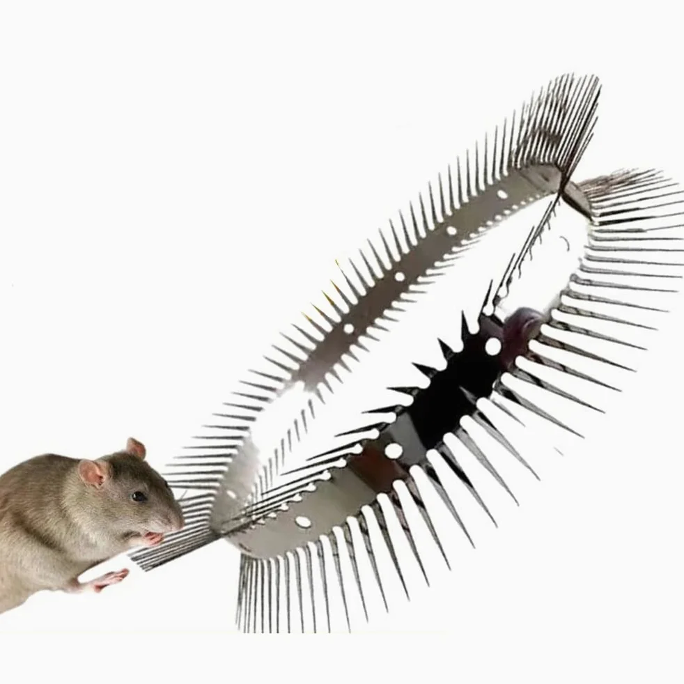Repelente de animales, dispositivo de espigas de hoja afilada de acero inoxidable, tiras disuasorias para tuberías de acceso y escalada (49.2 pies)