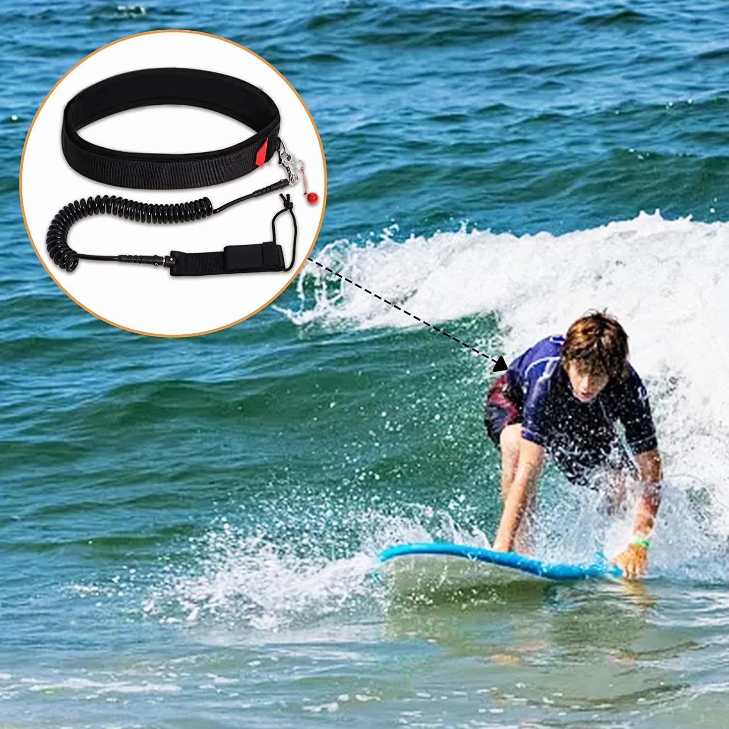 Poweka Correa de Cintura Sup Ajustable 120 x 6cm Liberación Rápida 7mm x 10ft Cuerdas