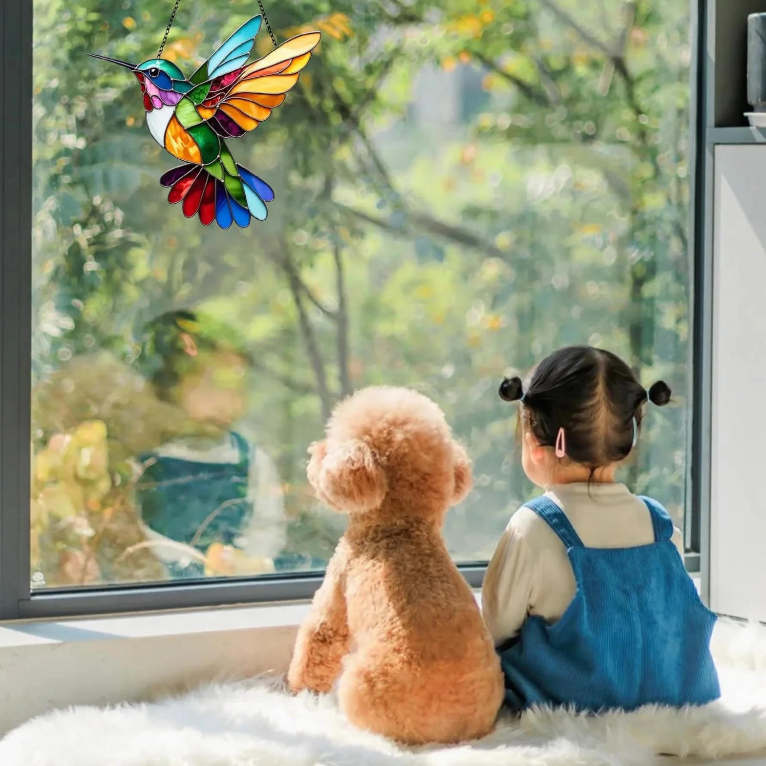 Atrapasol de Colibrí, Atrapasol Acrílico con Colibríes de Colores, Decoración Acrílica 2D para Ventana, Regalo para Amantes de Las Aves, para Ventanas, Patios, Paredes, Hogar y Jardín