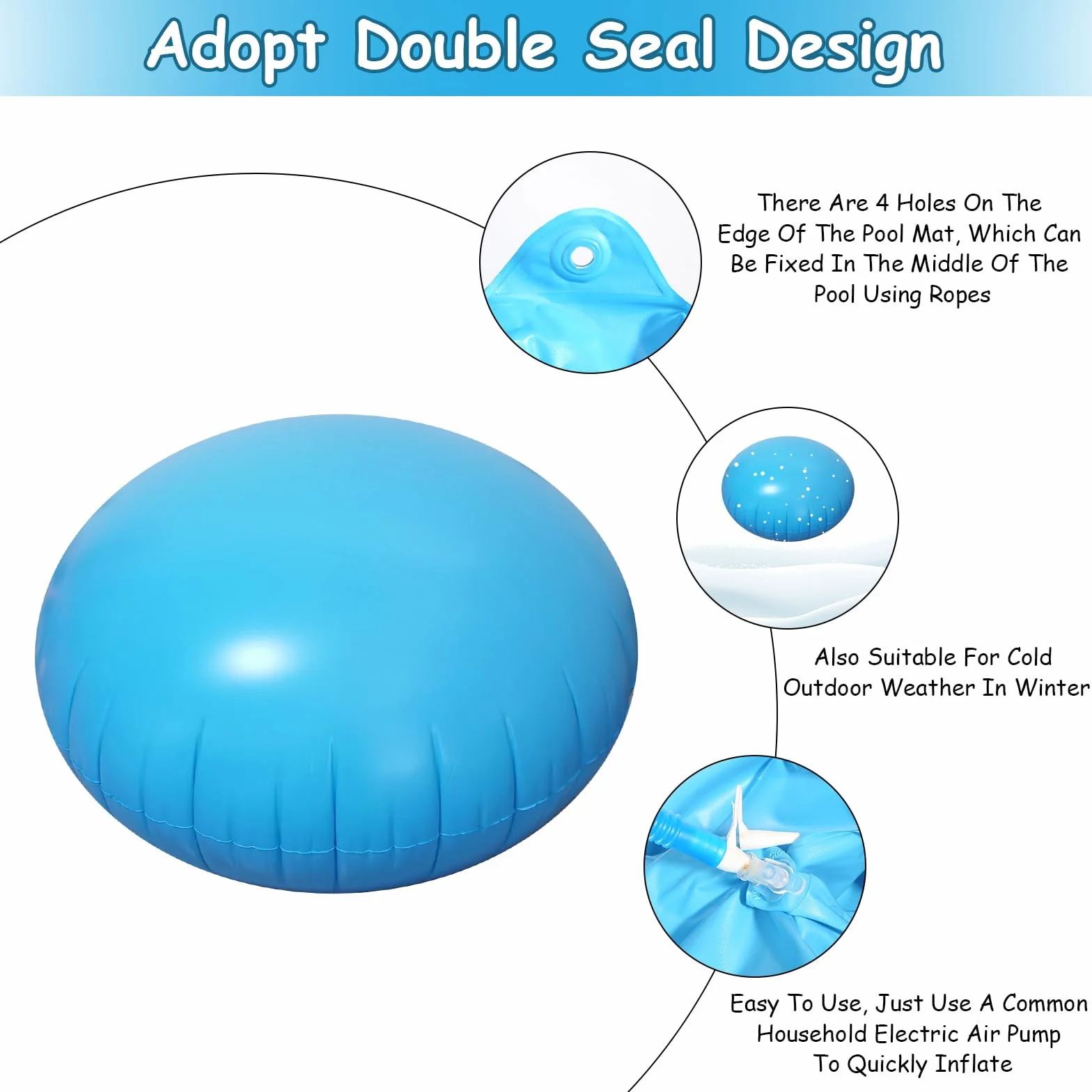 Cojín de Piscina de Invierno, XXL 120 x 120 cm Cojín de Aire para Piscina Cojín de Invierno para Piscina Inflable, Cojín de Piscina Cojín de Aire para Cubierta de Piscina