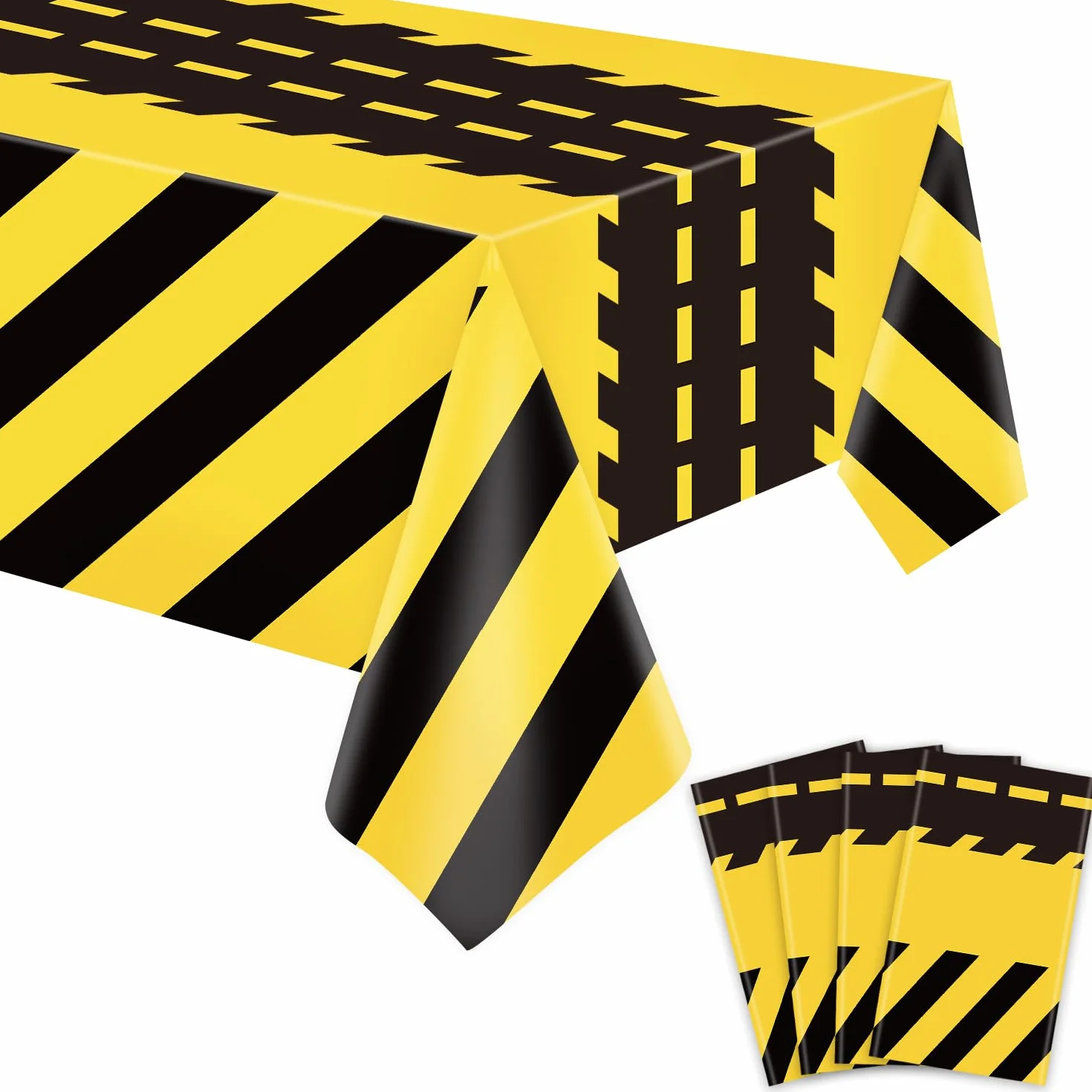 Juego de 4 manteles de construcción para fiestas de carretera, decoraciones de fiesta de camión, mantel de cumpleaños, rectangular, diseño de coches de carreras, para niños, fiestas de bebé,
