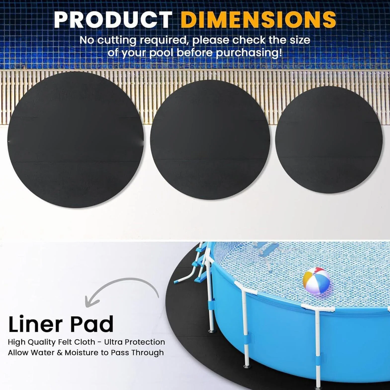 Tapiz Suelo Piscina Redond Cuadrado, 3 m 4 m Base Para Piscina Desmontable Hinchable, Antideslizante Plegable De Suelo Para Piscinas, Almohadilla Protector Para Exteriores Accesorios De Baño Spa