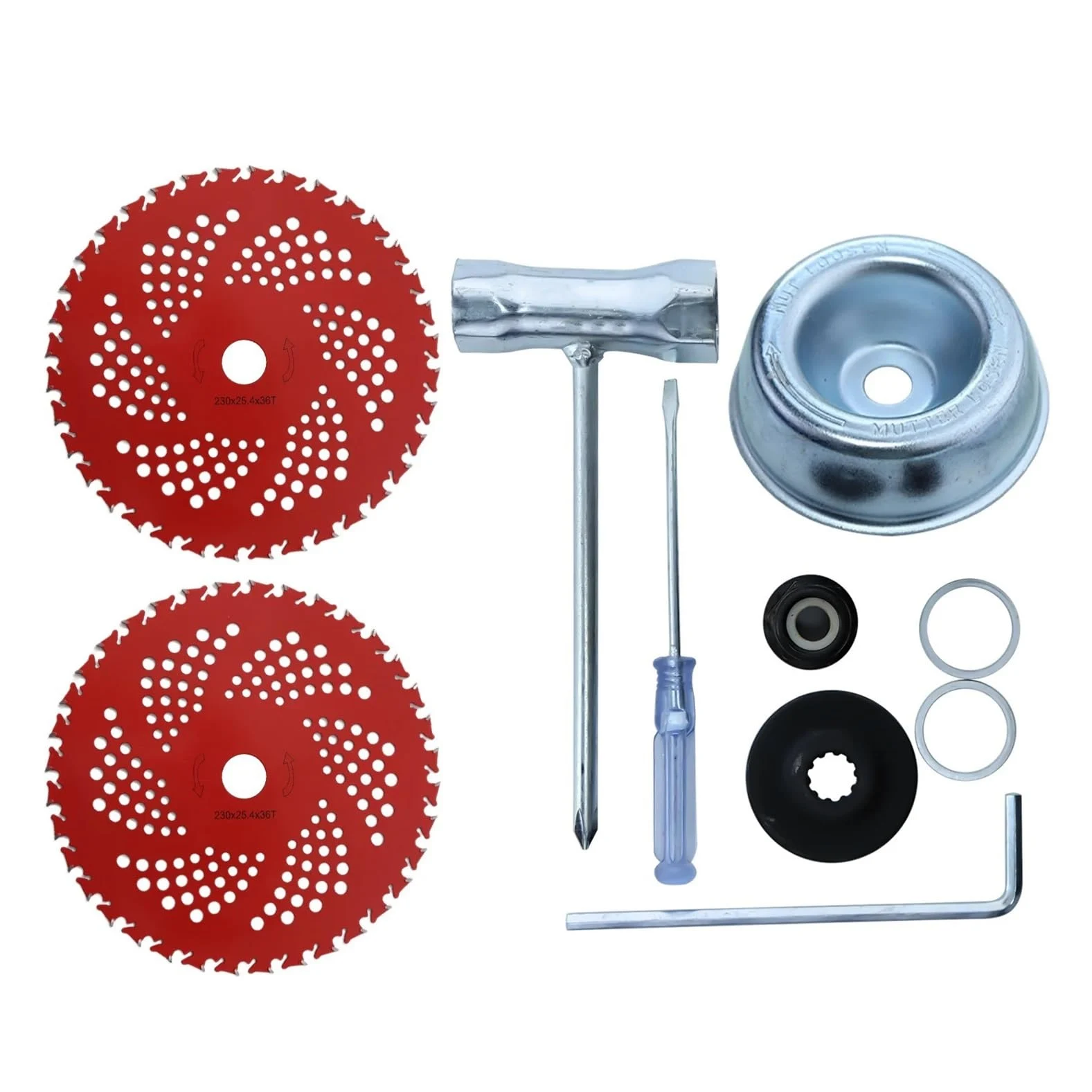 Cuchillas de carburo for desbrozadora de 9" × 36 Dientes, aptas for desbrozadoras y cortacéspedes.