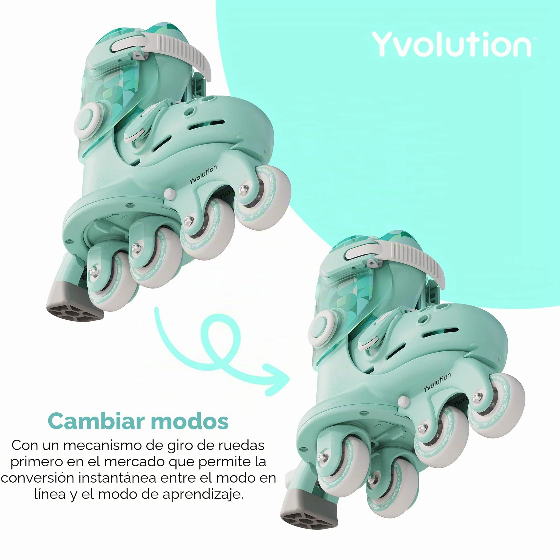 Yvolution Patines de Entrenamiento Ajustables 2 en 1 para Niños Principiantes