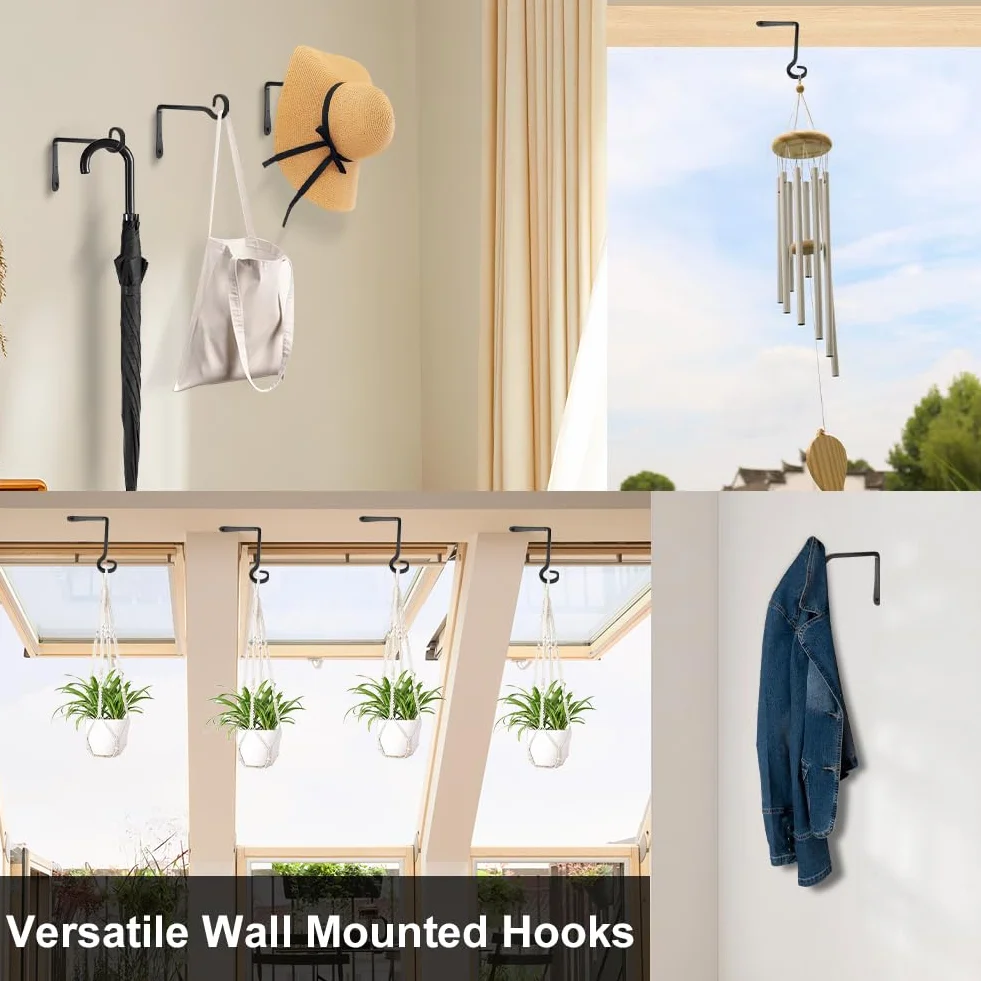 2 PCS Gancho, Maceta Colgante Gancho, Soporte de Cesta Colgante, para Plantas Colgantes, Comedero Pájaros Pared, Faroles, Campanas de Viento, Decoración de Jardín Exterior