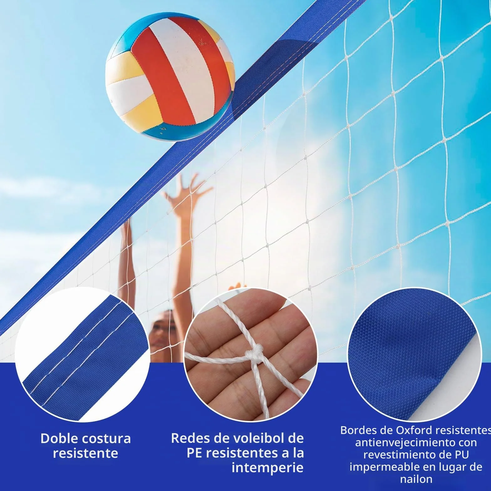 Red de voleibol de piscina 457 x 91 cm – Impermeable, portátil, polietileno (PE) para juegos acuáticos