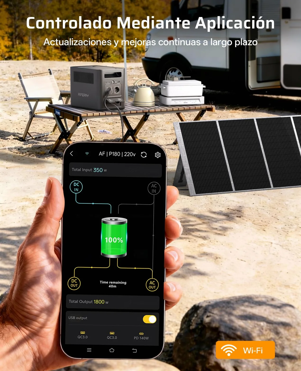 AFERIY 1800 W 1024 Wh estación eléctrica portátil, P180 Generador eléctrico solar, carga rápida 0-90% en 60 min, 220 V-240 V, batería móvil LiFePO4 con UPS, BMS, para camping, carretera, vacaciones