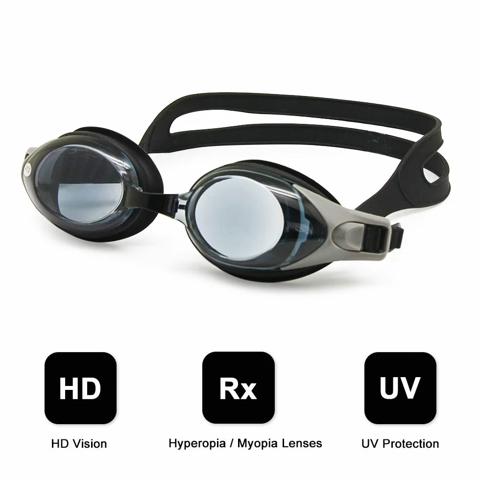 Gafas de natación protección UV impermeable resistentes diferente graduación izquierdo derecho