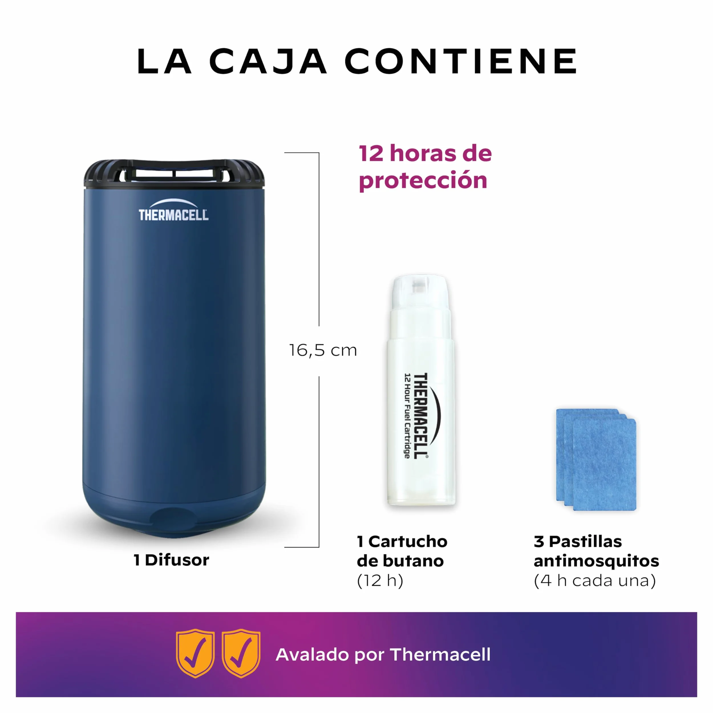 ThermaCELL Difusor Antimosquitos, para Exteriores, Jardín y Patio, Protección Eficaz 20 m², Inodoro, Incluye Recambio de 12 Horas + 3 Pastillas, Navy (Paquete de 2)