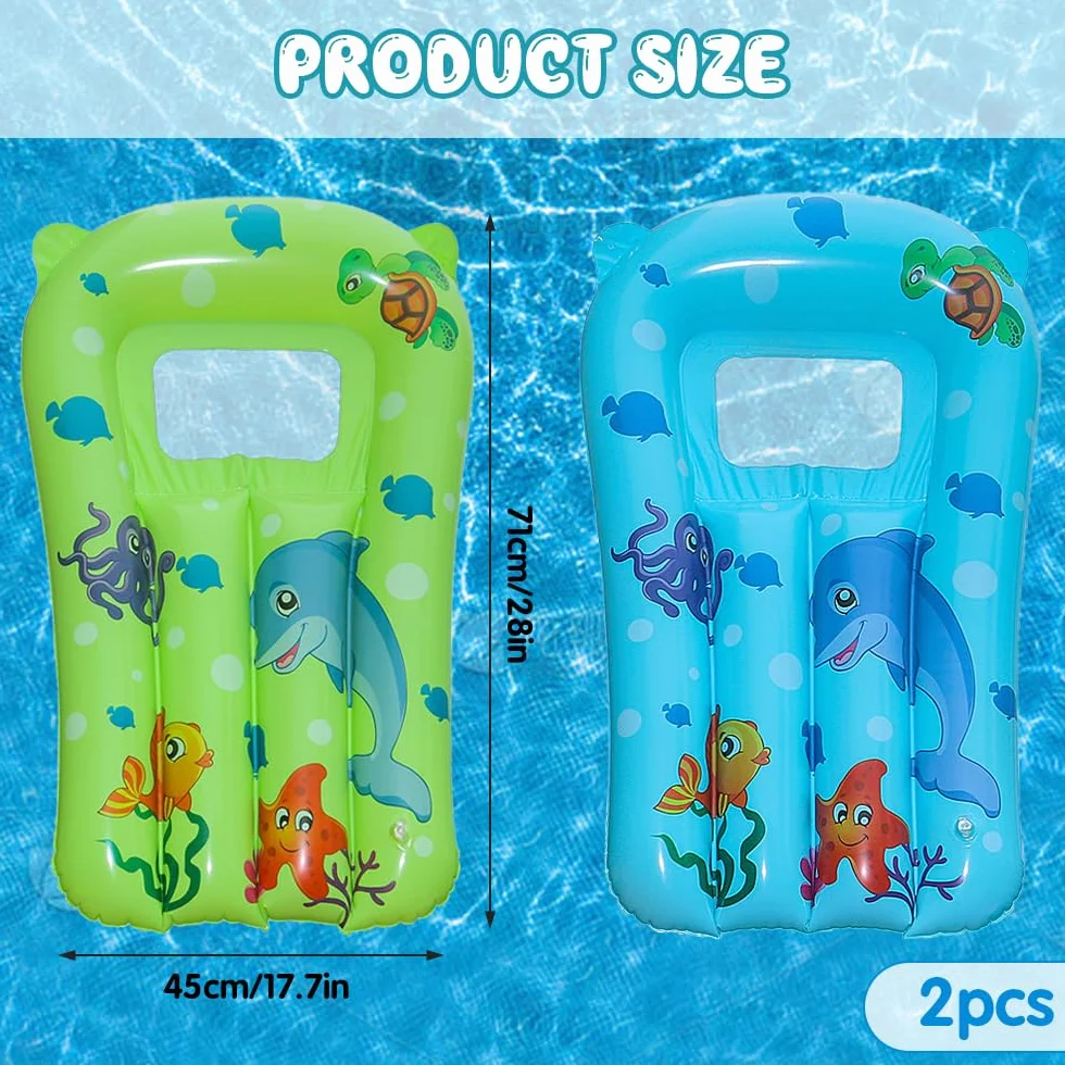 Tabla de Bodyboard Hinchable 2 Piezas 69 x 46cm para Surf Playa Piscina Natación (Azul + Verde)