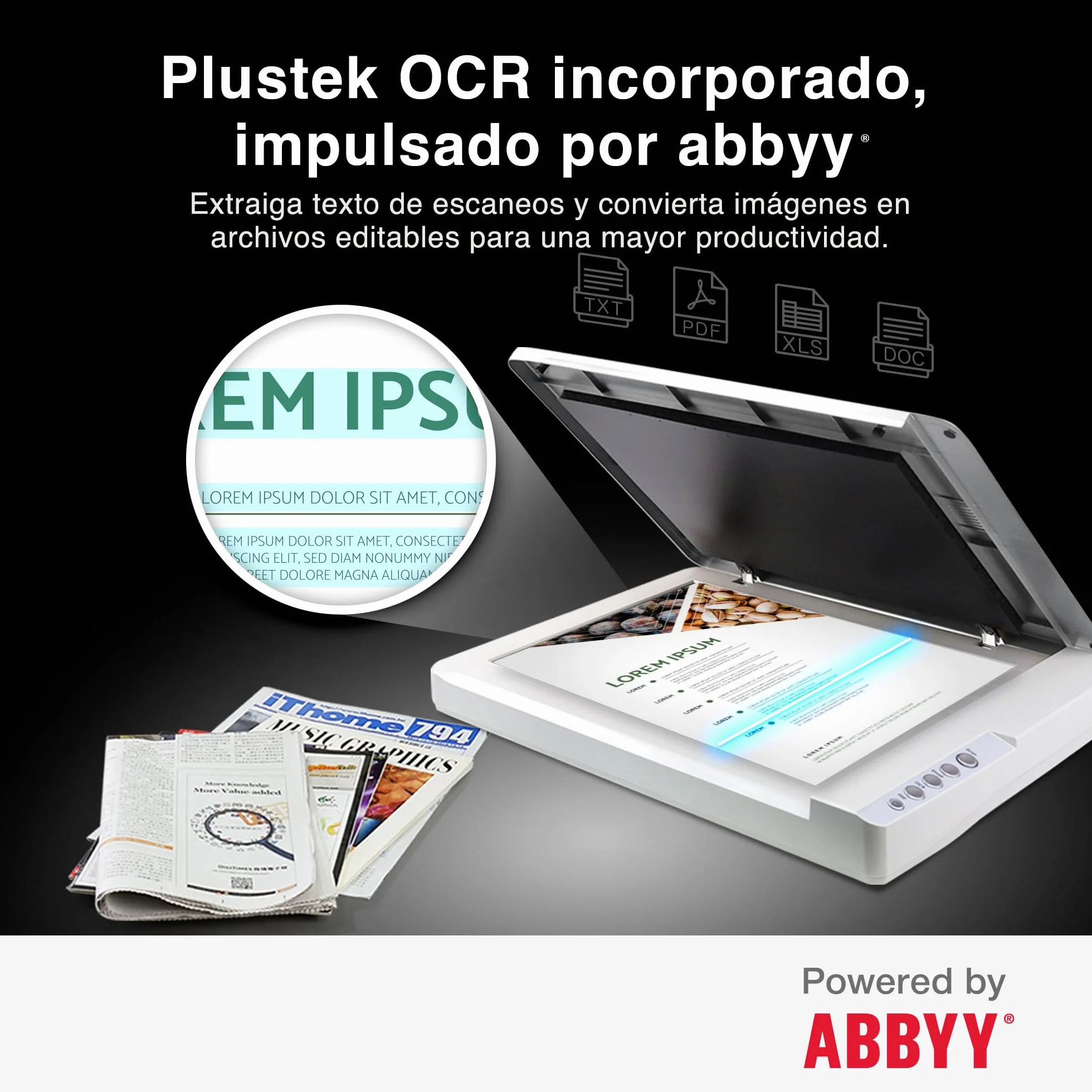 Plustek OS1180 Escáner Plano A3 para Gráficos y Documentos, Escaneo Rápido