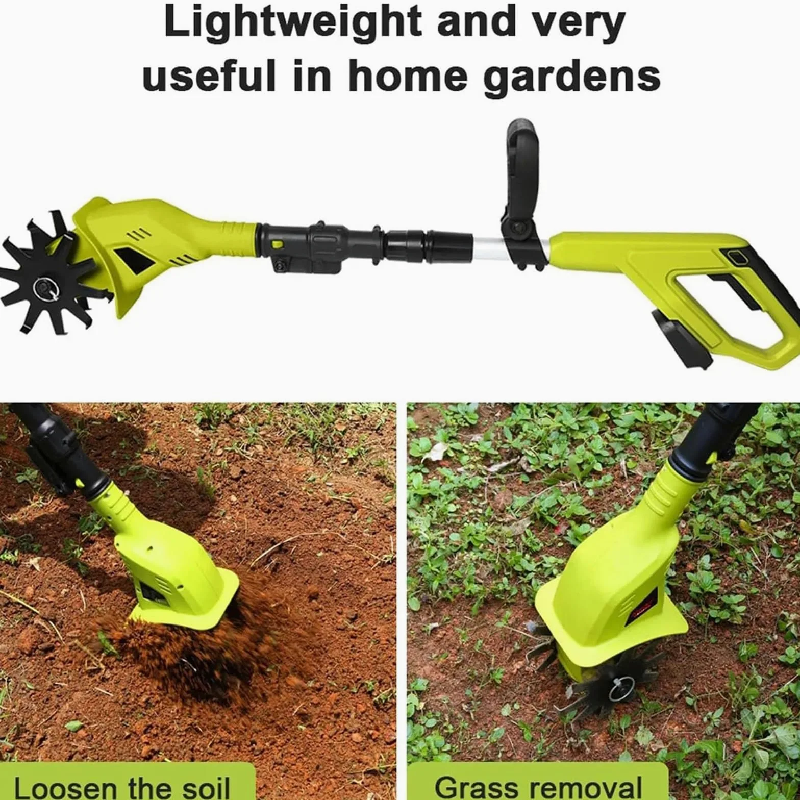 Rotavator de jardín eléctrico,Cultivador de cultivador eléctrico inalámbrico,Escarificadores de Suelo para césped,Ancho de labranza de 10 cm