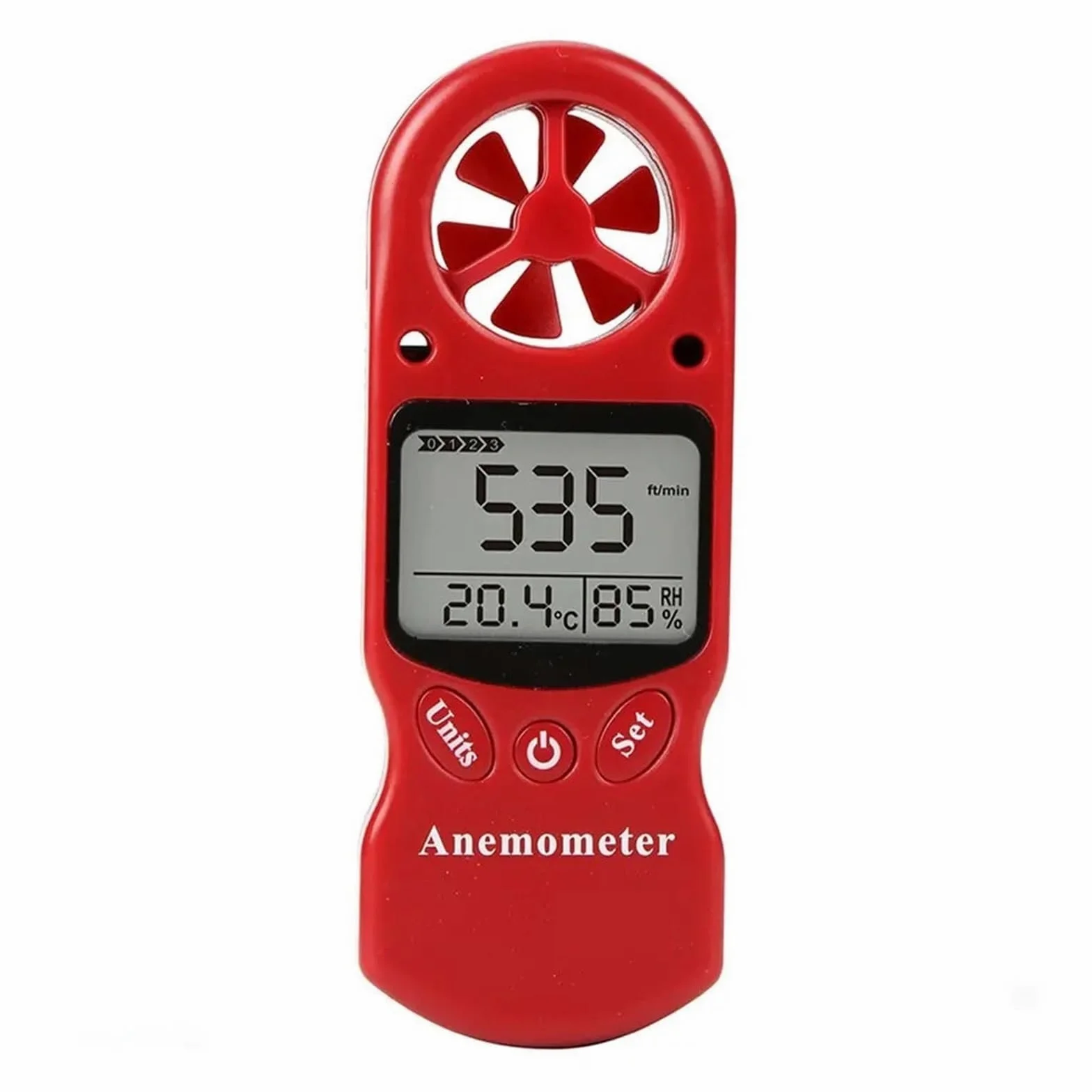 Mini anemómetro digital: medidor multiusos de velocidad del viento, temperatura y humedad con pantalla LCD