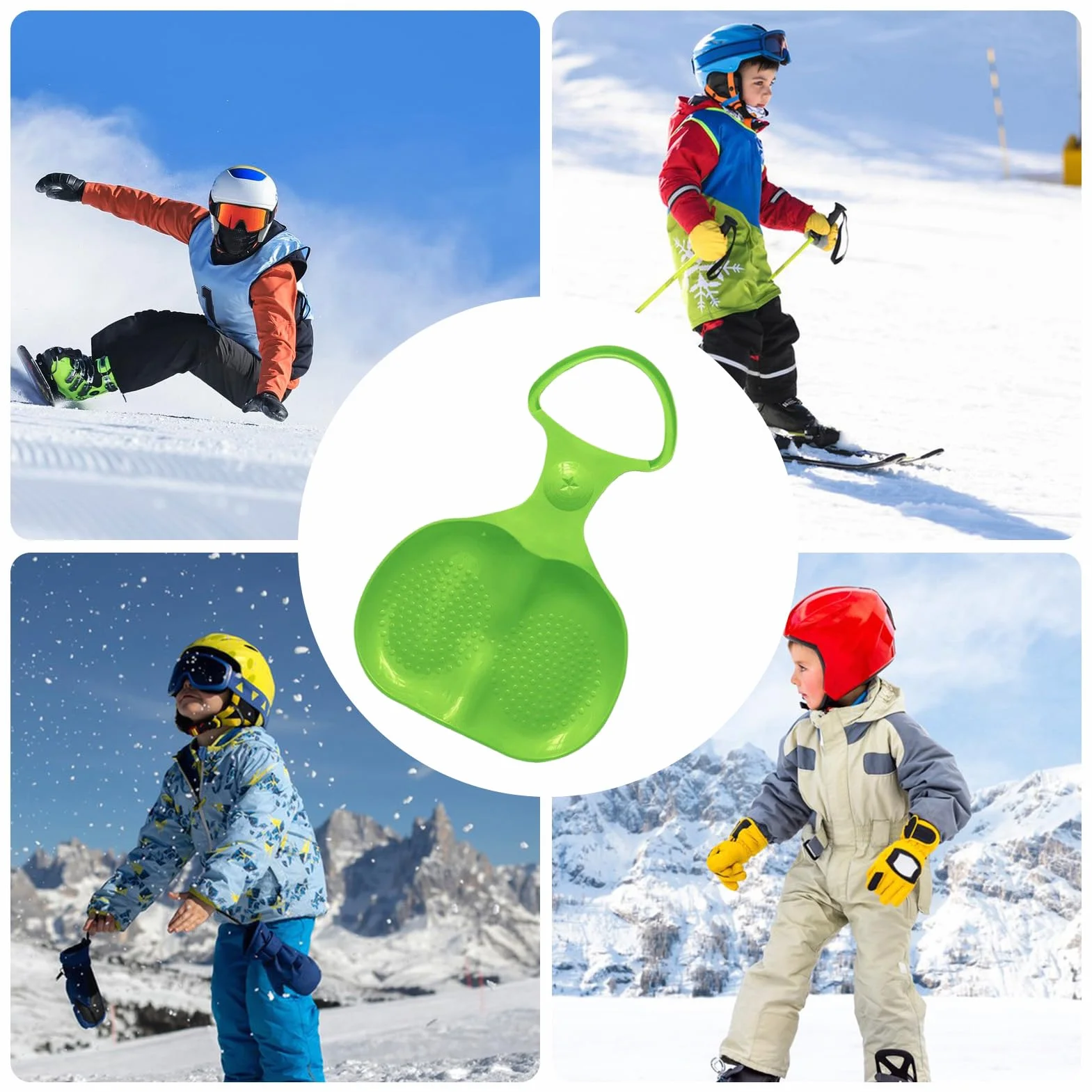 Tabla de trineo de nieve con asa portátil para niños y adultos al aire libre