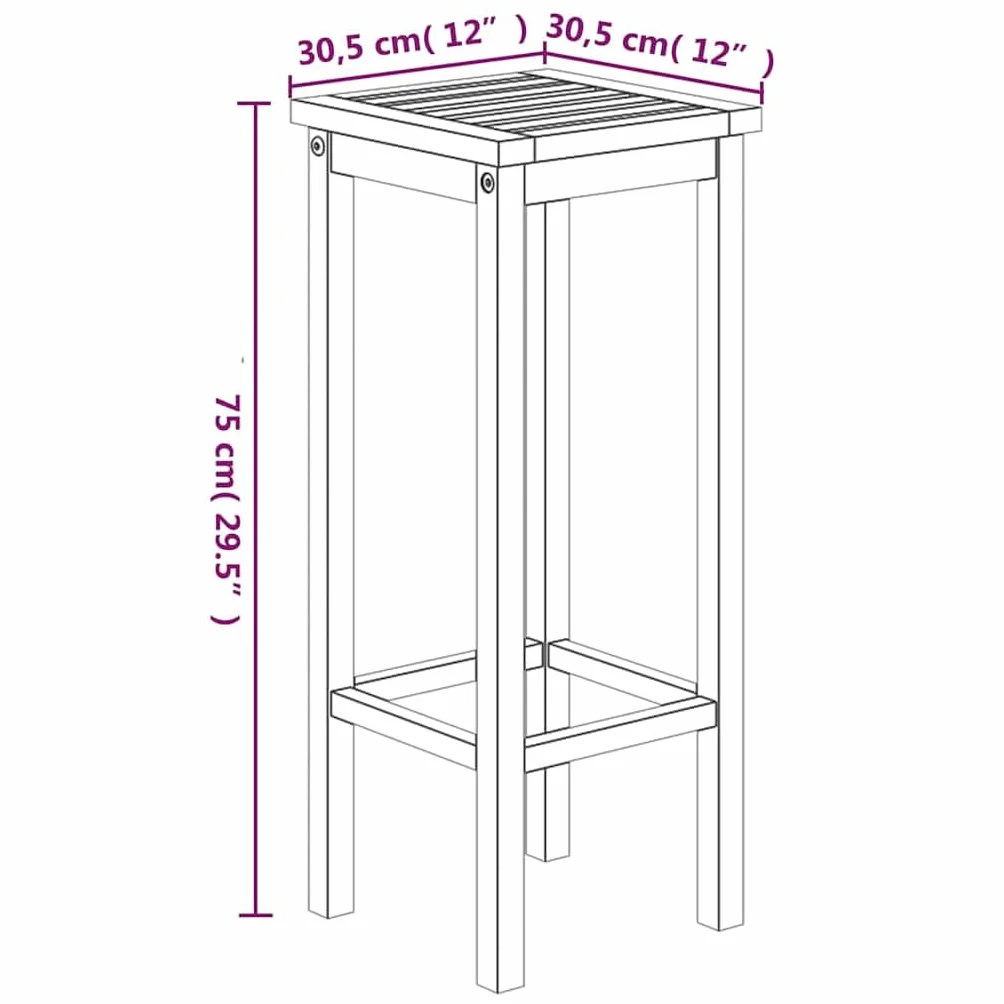 vidaXL Mesa y Taburetes Altos de Jardín 5 pzas, Juego de Muebles de Bar, Mesa Sillas Altas, Mesita Asientos Exterior, Madera Maciza Acacia