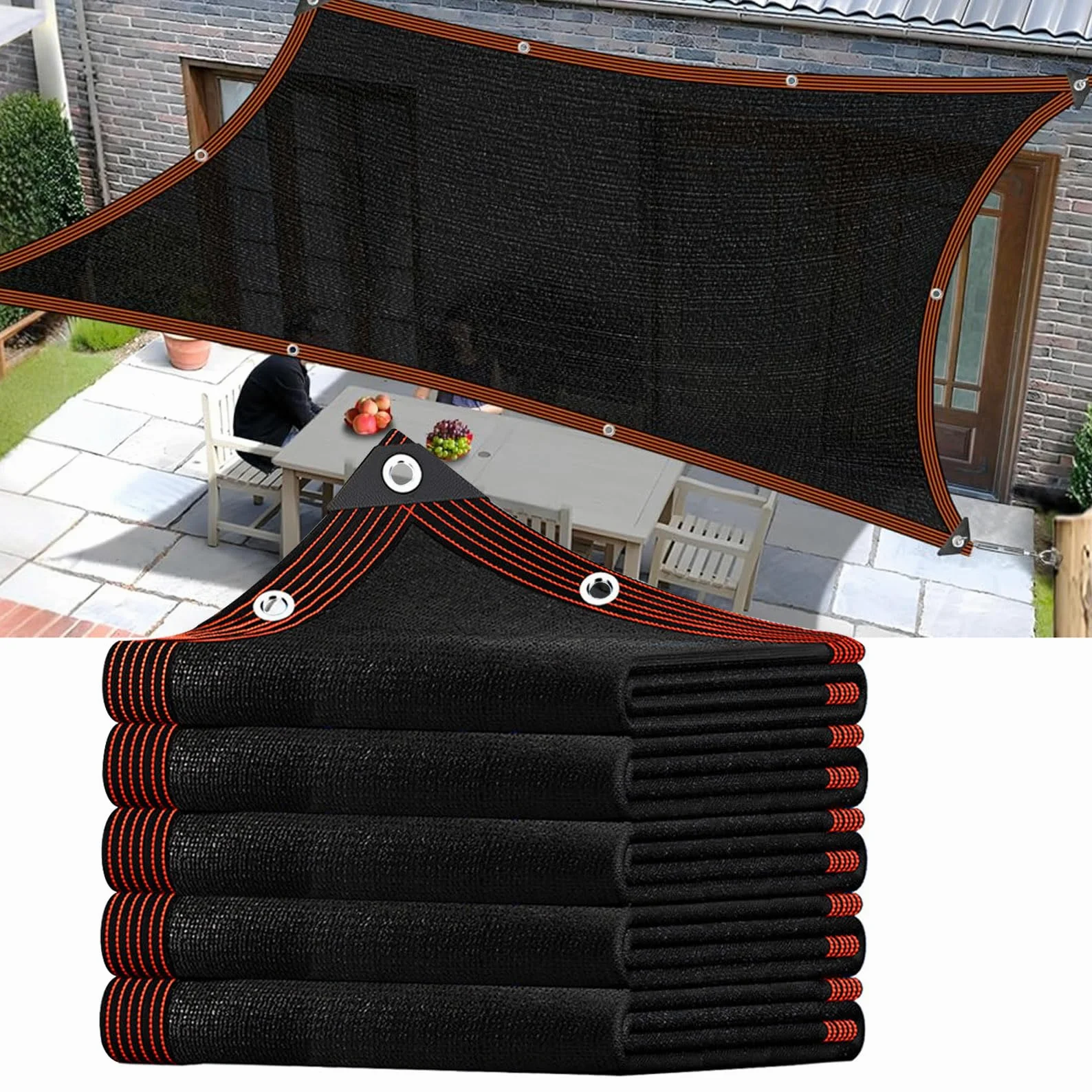 Tela de Sombra Negra de 10x15 m para jardín, Malla Aislante térmica y para Sombra. Red de protección Solar Resistente a los Rayos UV: protección Solar en Verano, protección contra Las Helada