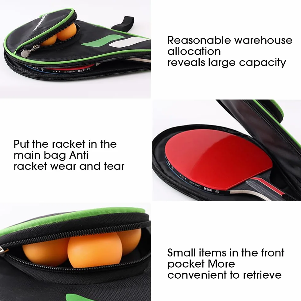 Funda para Raqueta de Tenis de Mesa, Funda para 2 Raquetas y 3 Pelotas con Bolsillo