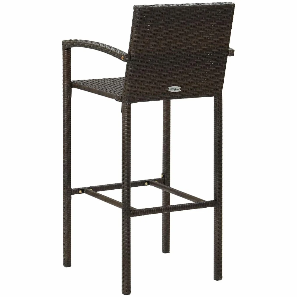 vidaXL Conjunto de Bar para Jardín 5 Piezas Mesa Silla Asiento Patio Terraza Balcón Barra Bistró Muebles Mobiliario Ratán Sintético Marrón