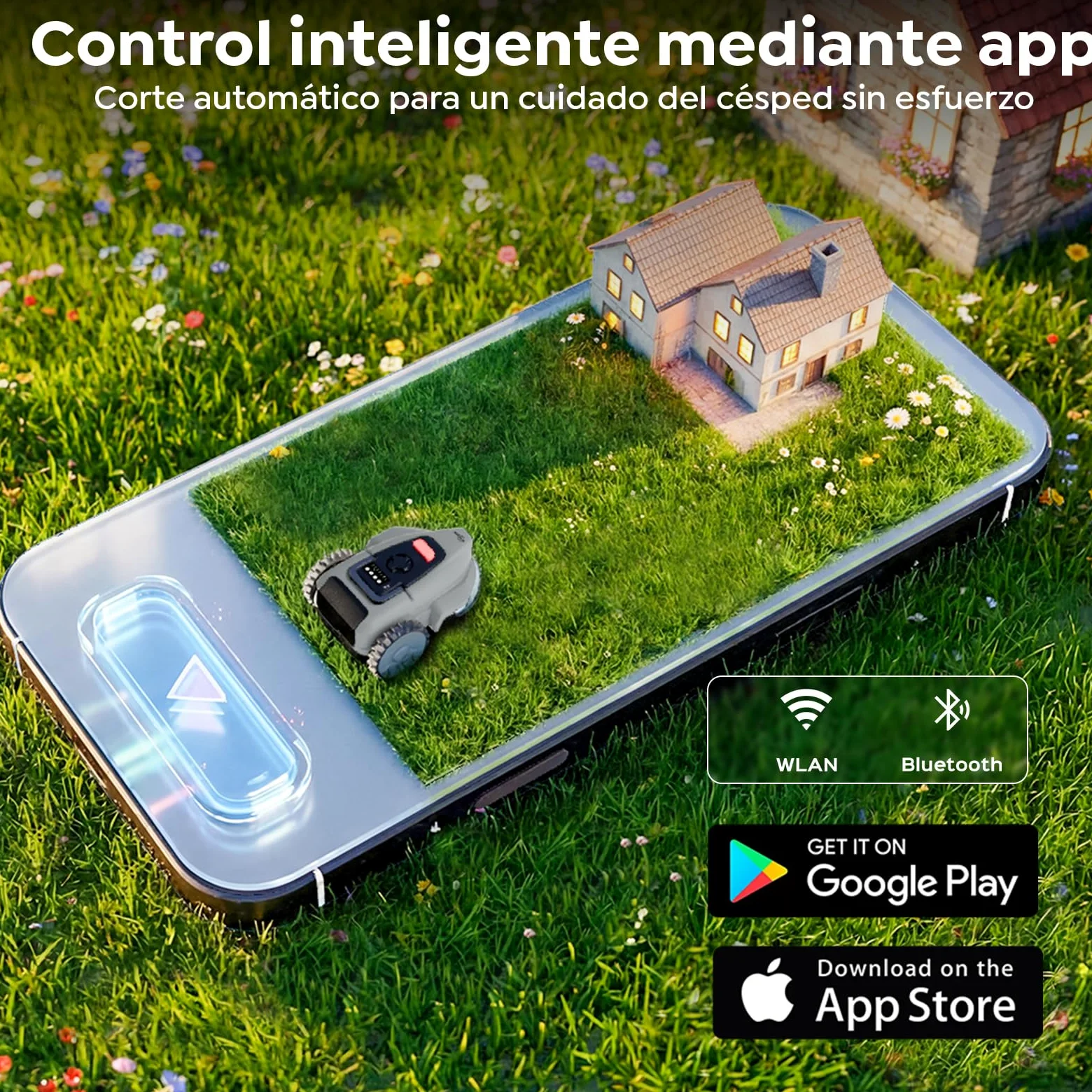 YARDCARE V3 Robot Cortacésped sin Cable Perimetral | Navegación Visual, Detección de 150+ Obstáculos, Control por App, 50 dB, Bandas Magnéticas