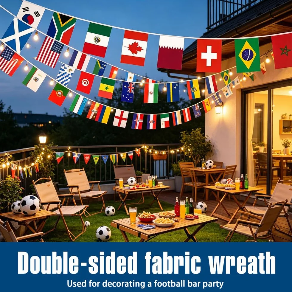 Banderines de 2026 Fútbol de Copa Mundial, Banderas de Mundo 48 Países, Artículos para Aficionados al Fútbol del Mundial 2026, para Fiestas de Fútbol, Bares (14 * 21CM)