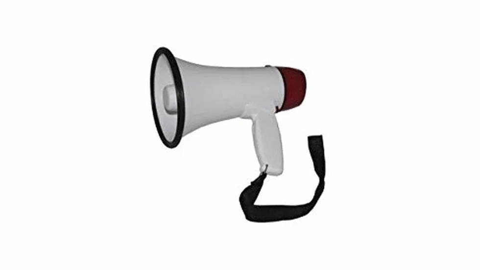 Megáfono recargable 20W LTC MEGA20W con asa y grabación de mensajes Blanco Rojo