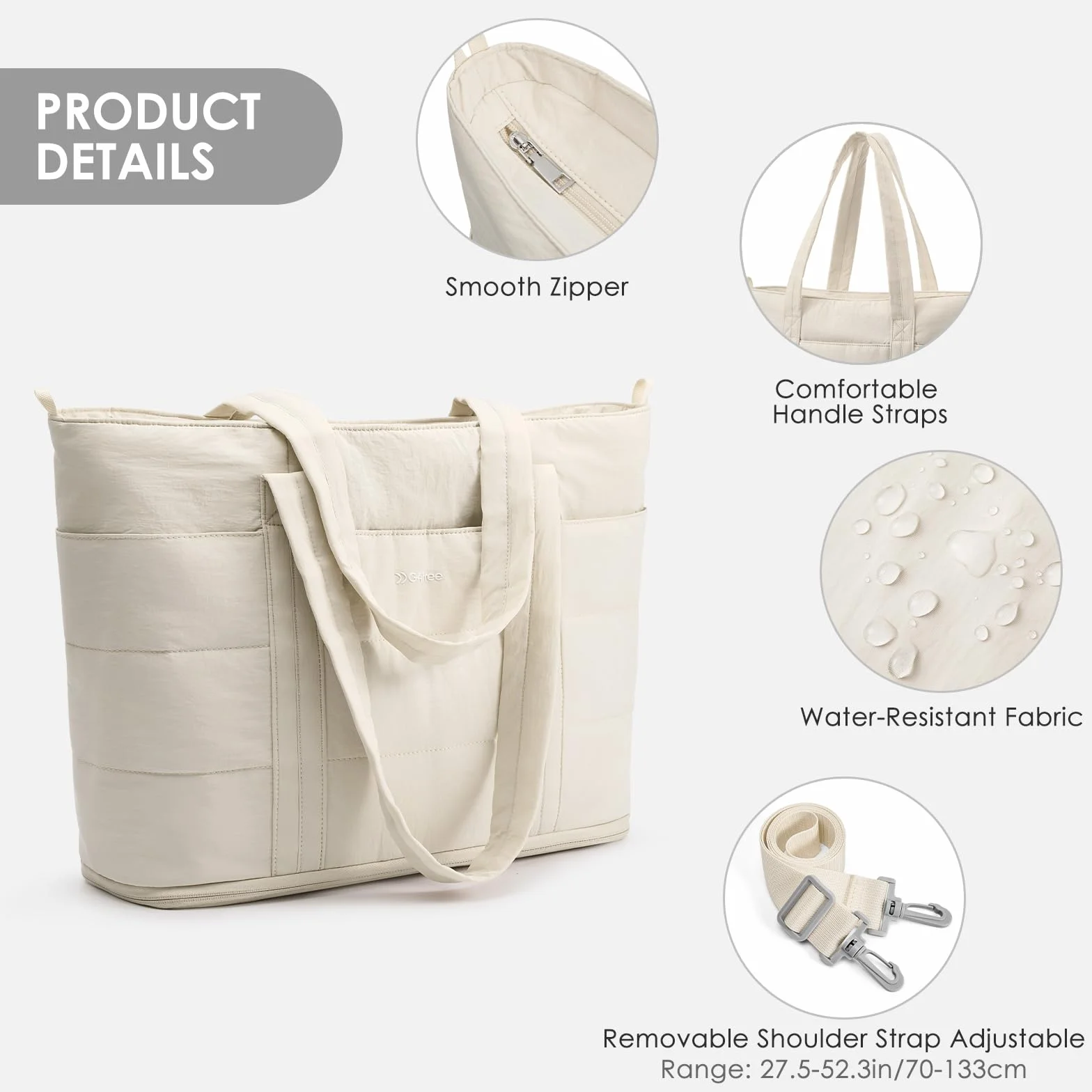 G4Free Bolsa de mano para mujer con compartimentos con cremallera, bolsas de trabajo acolchadas, expandibles para viajes