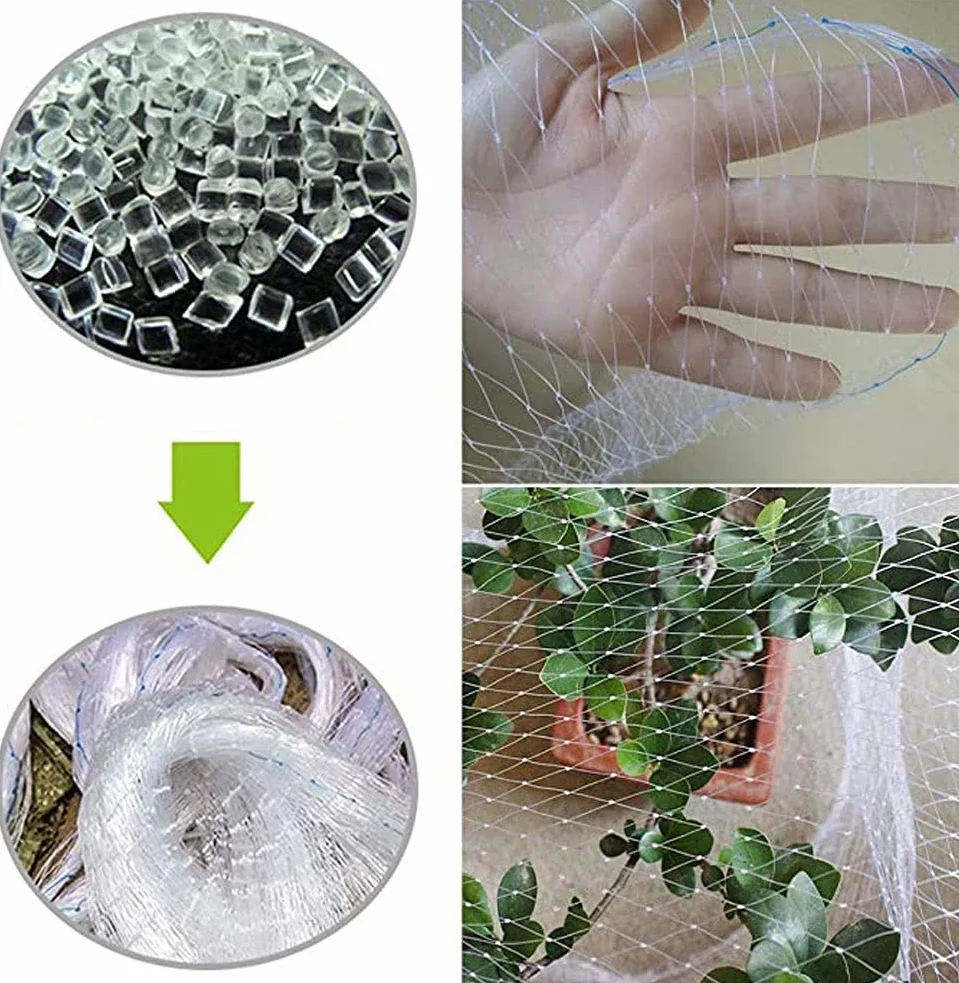 Red de jardín para pájaros para árboles frutales y arbustos, red para balcón, palomas, red anti pájaros para plantas, malla translúcida (2,5 cm x 3 m x 5 m)