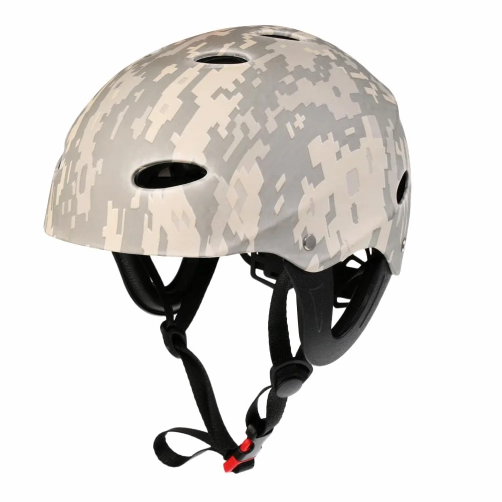 Casco de seguridad para deportes acuáticos para kayak, canoa, camuflaje verde militar