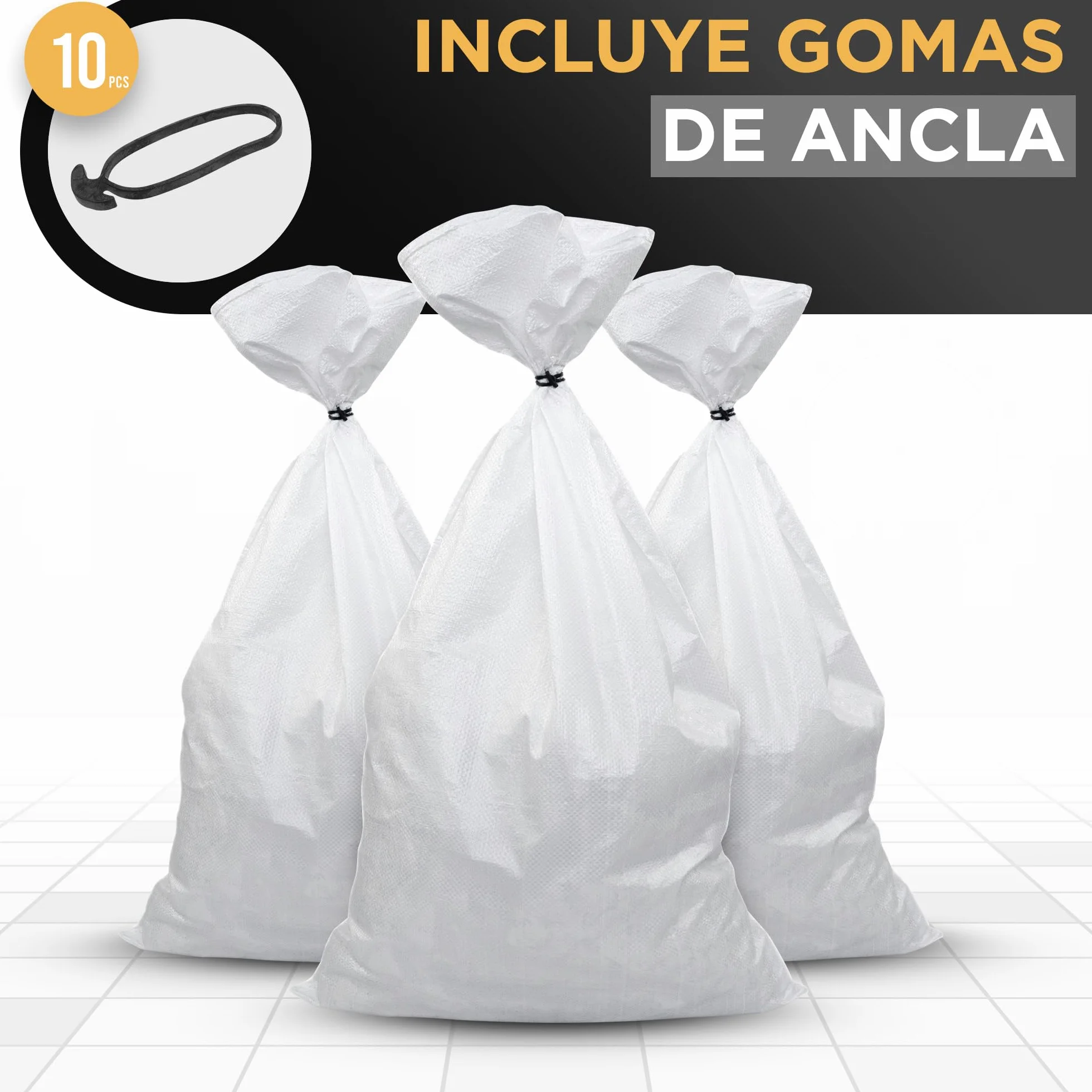 Pack 10 Sacos para Escombros | 55 x 95cm - Muy Resistentes (55kg) & Reutilizables | Saco de Escombros perfectos para Arena, Tierra, Jardin, Construcción y Hojas