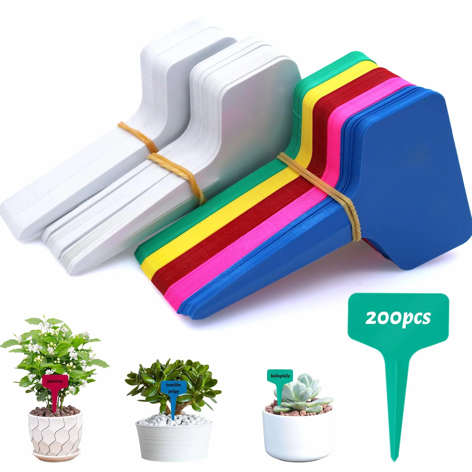 200 Piezas Etiquetas Plantas de Plástico 10 × 6 cm Etiquetas para Plantas Forma de T Etiqueta de Planta Impermeable para Semillas Flores Verduras
