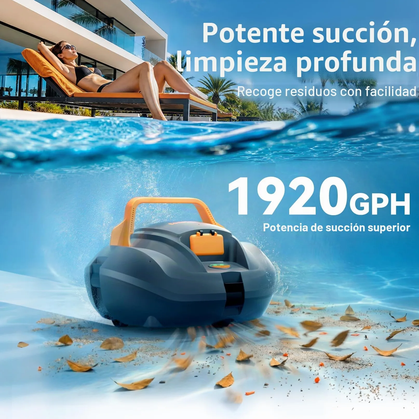 (2026 New) Coasteering Planet Robot Limpiafondos Piscina sin Cable, 120 Min, 4500mAh, Succión Potente, Doble Motor y Auto-Parking para Piscinas hasta 80 m² (sin Pendiente)