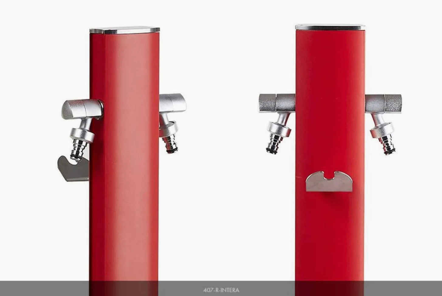 S&M 551703 – Columna de agua Aquapoint Totem color rojo 120 cm de altura | Aluminio lacado con pintura antiarañazos | Incluye colgador para manguera y 2 grifos diseño premium | Para jardines y patios
