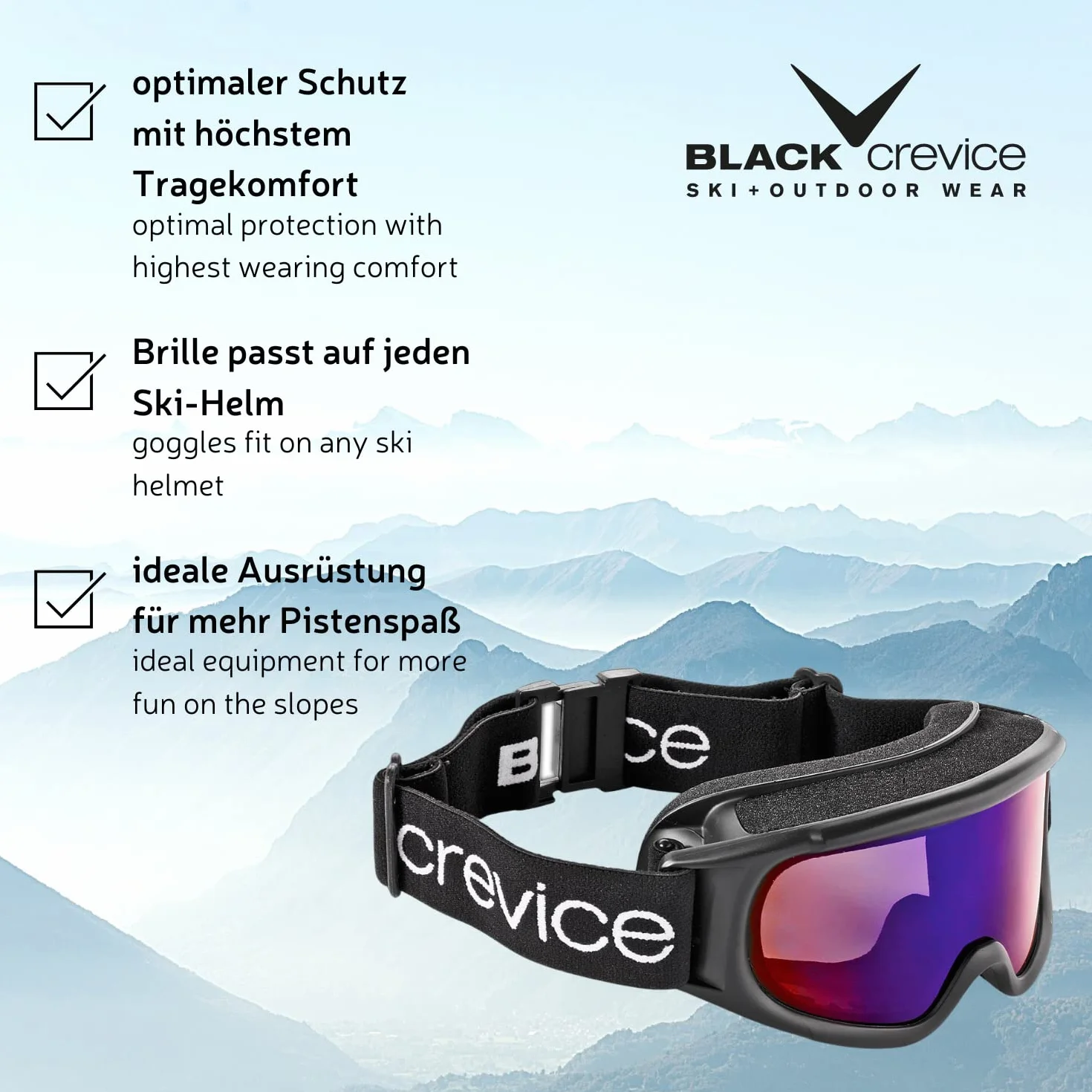 Black Crevice gafas de esquí para mujer