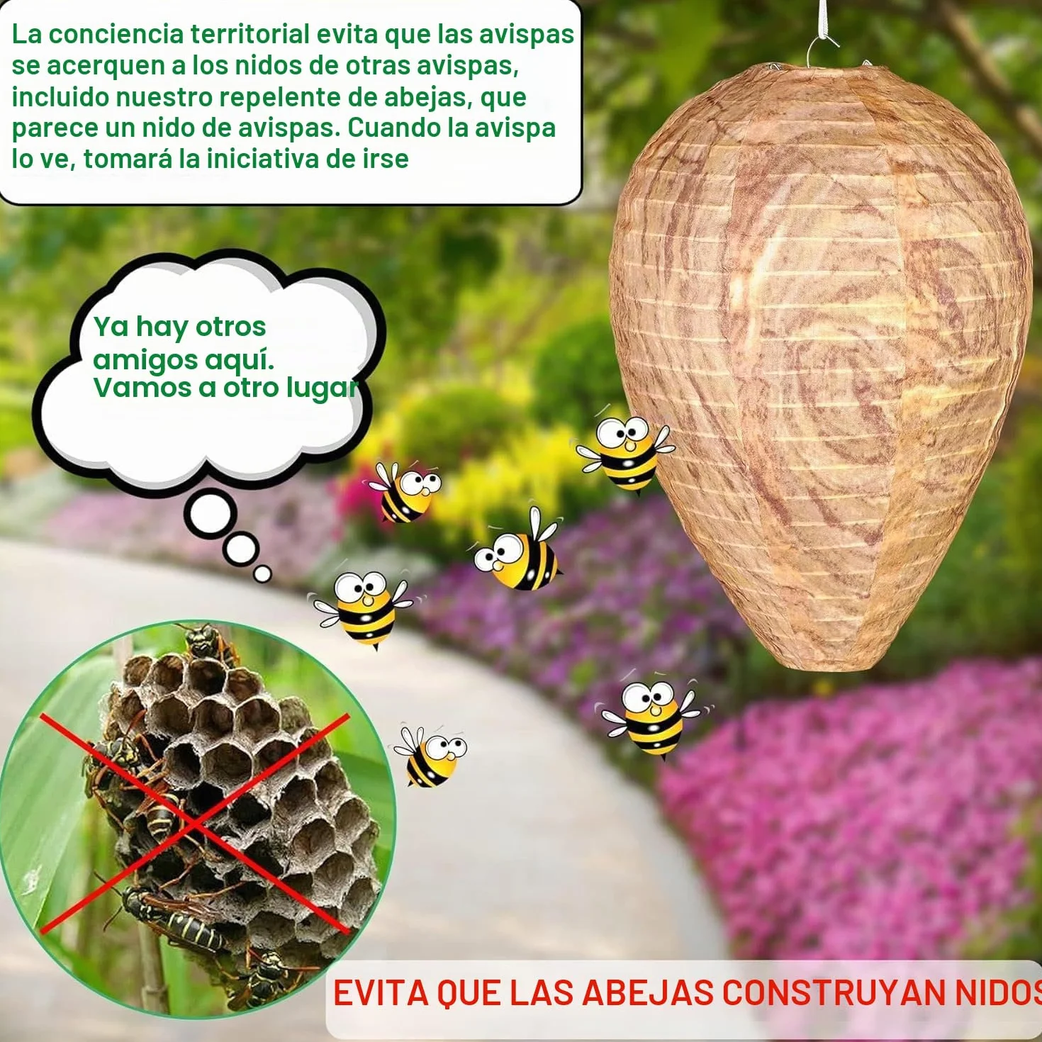 5 Piezas de Nido de Avispa Artificial, Nido de Avispas de Suspensión, Preventivo Contra Avispas, Colmena Artificial, Casas y Jardines Para Defenderse de Las Avispas.