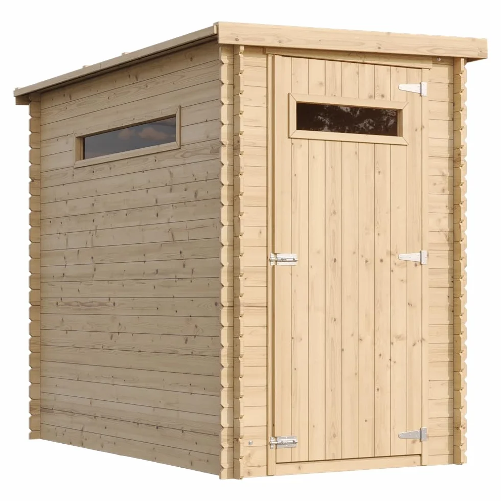 Casa de Almacenamiento jardín 144x239x198 cm/2.63m2 - Cobertizo de Madera pequeño - Techo, Ventana- TIMBELA M306A+M306G - con Suelo TRATADO