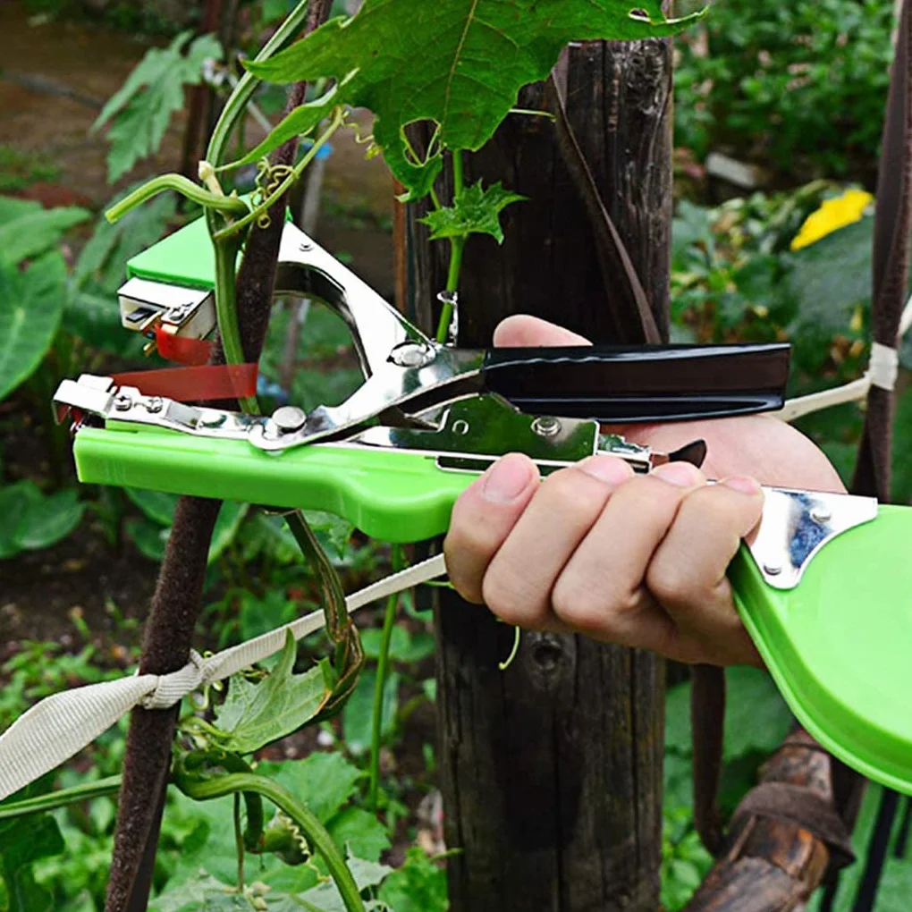 Legatrice per piante - Herramienta da Giardino per Vigneto e Rami (Pomodori, Berenjena, Flores, Verdura), Aleación Tape Tool Herramientas Huerto Pinza Legatrice(Orange)