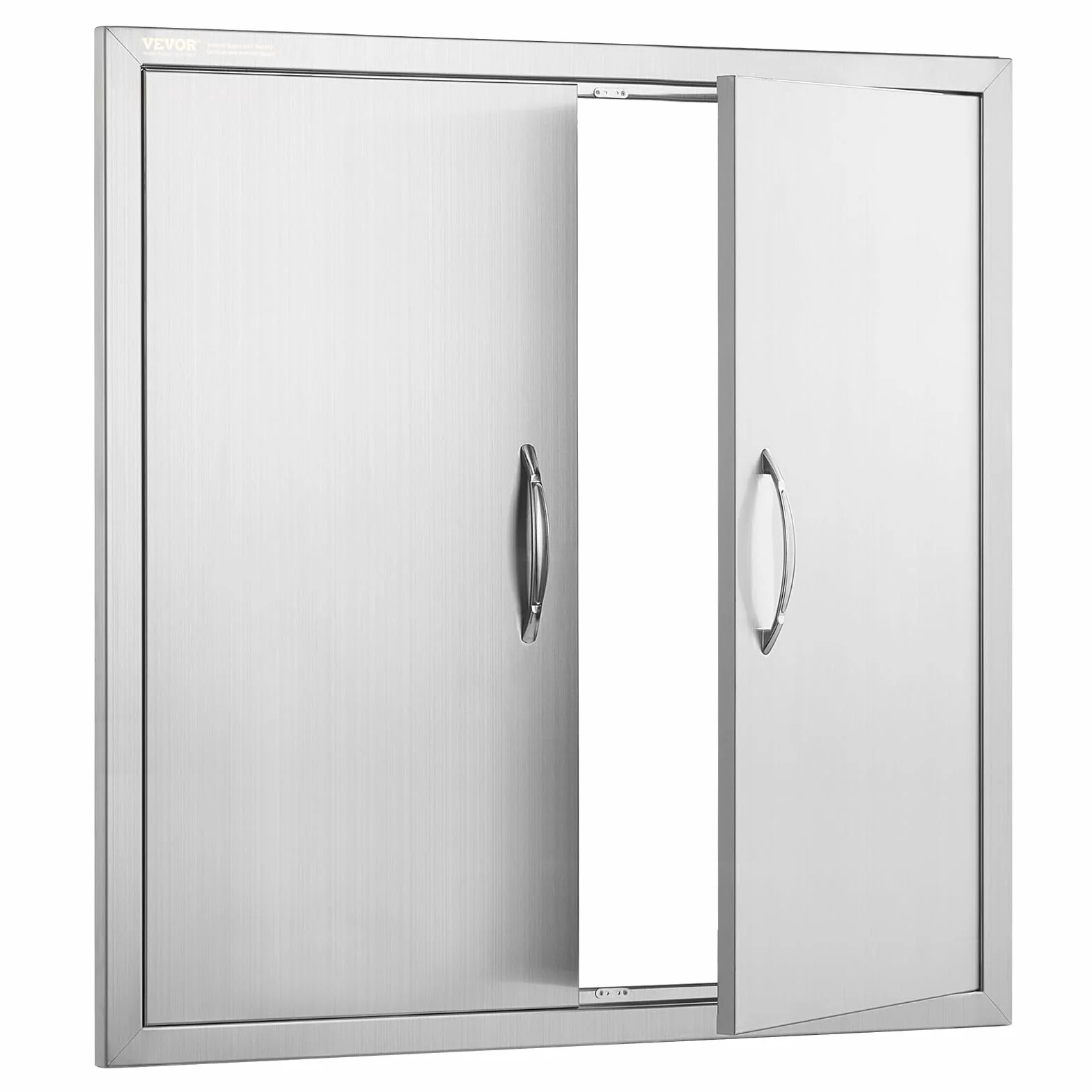 VEVOR Puerta de Acceso a Barbacoa 790 x 790 x 46 mm Puerta de Cocina Exterior Doble Puerta Empotrada de Acero Inoxidable con Manija para Isla de Barbacoa, Estación de Parrilla, Armario Exterior
