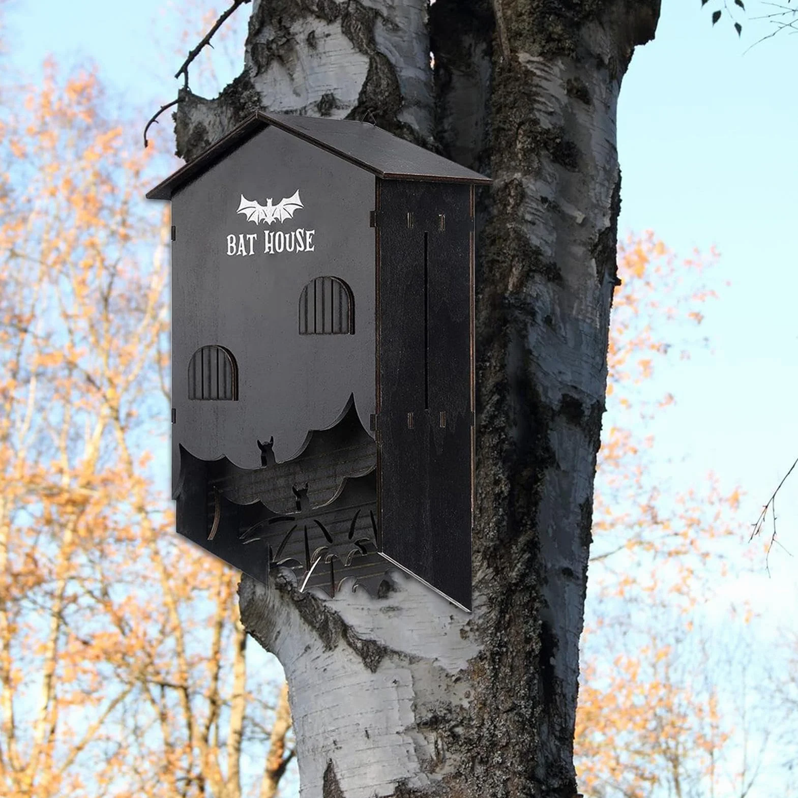 Cajas de murciélagos para Exteriores, de murciélago de Madera para jardín, Montaje en Pared, Caja de Refugio de cámaras para Patio al Aire Libre, jardín, Patio, árbol, decoración de