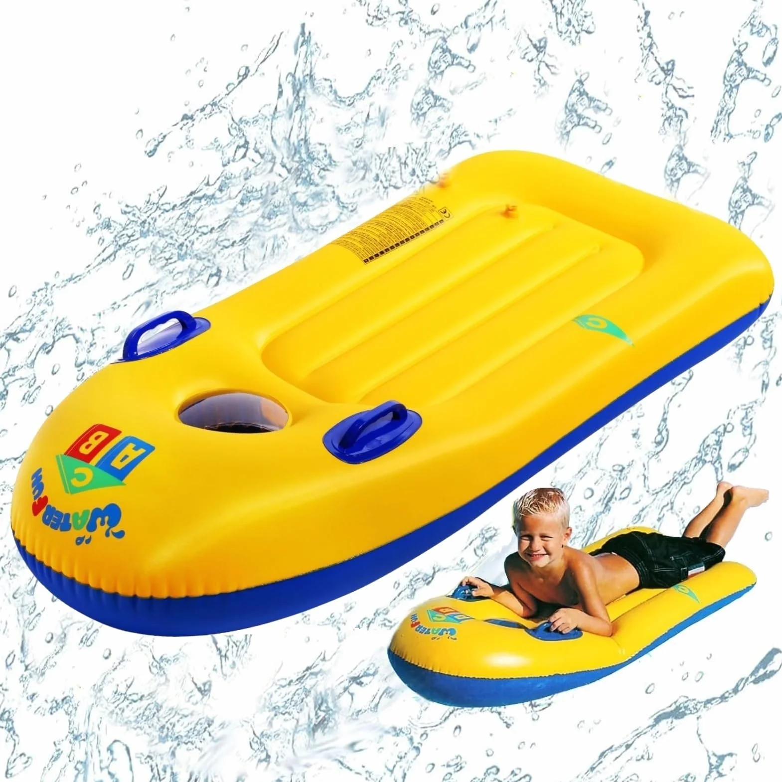 Tabla Bodyboard Hinchable para Niño con Asas 105 x 45 cm Juguete Acuático Playa Piscina