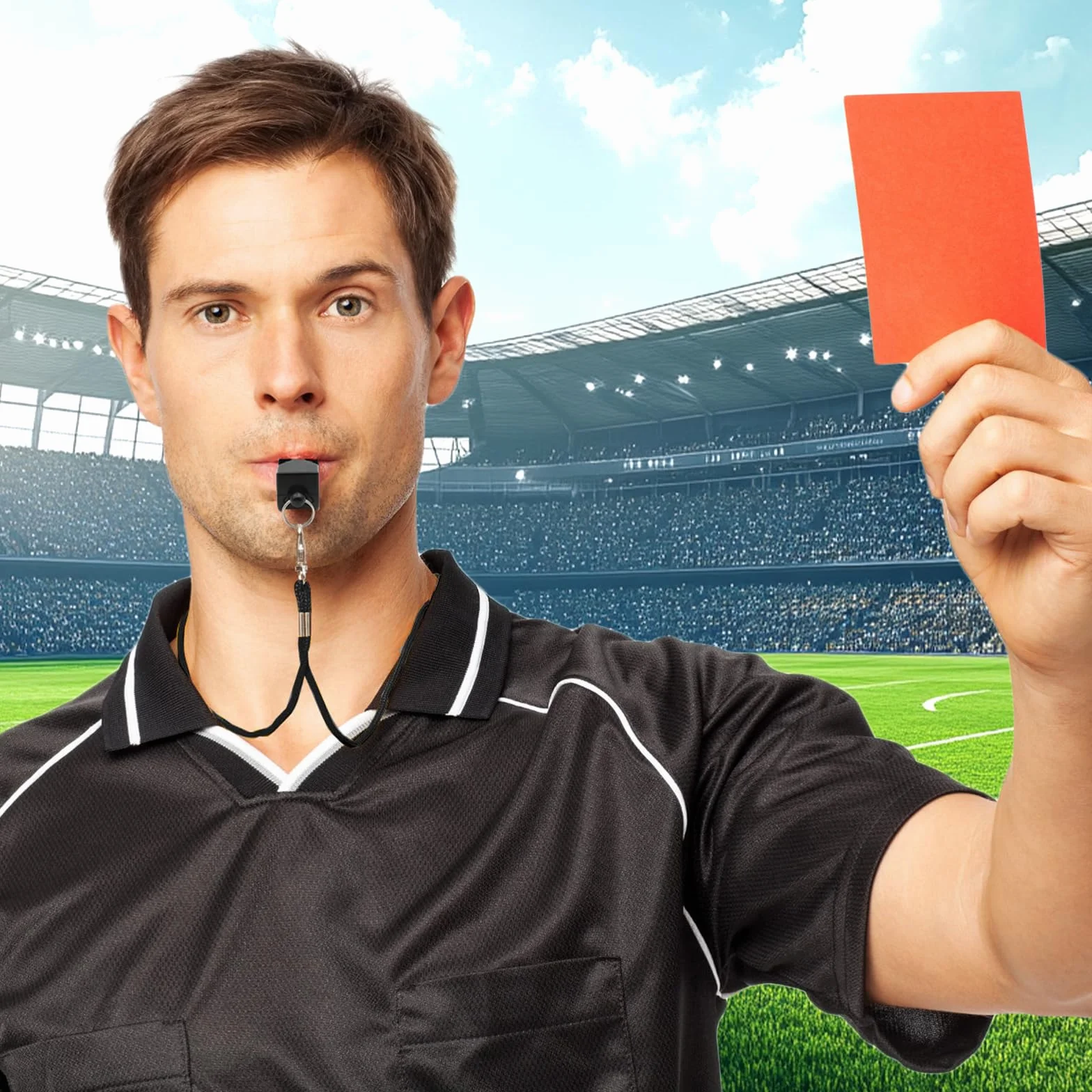 VEGCOO Silbato Arbitro Profesional de Plástico con Cuerda y Caja para Fútbol Baloncesto