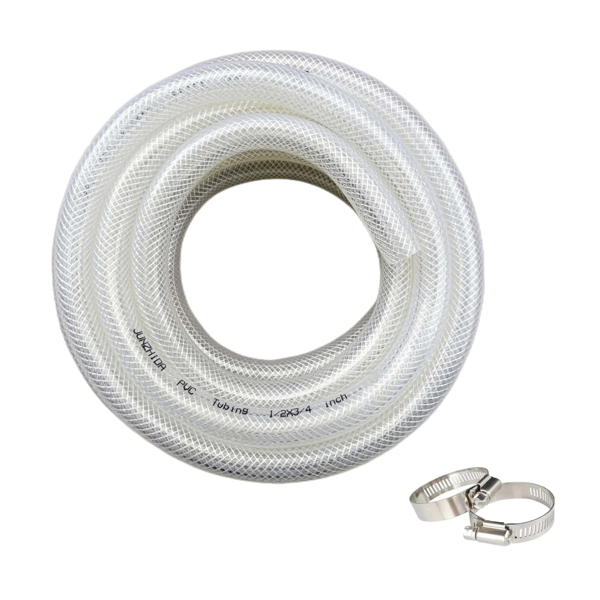 Tubo de vinilo flexible de PVC trenzado de alta presión de 12 pulgadas x 34 pulgadas de diámetro exterior – 10 pies trenzado de alta presión, tubo de manguera de vinilo reforzado resistente, libre
