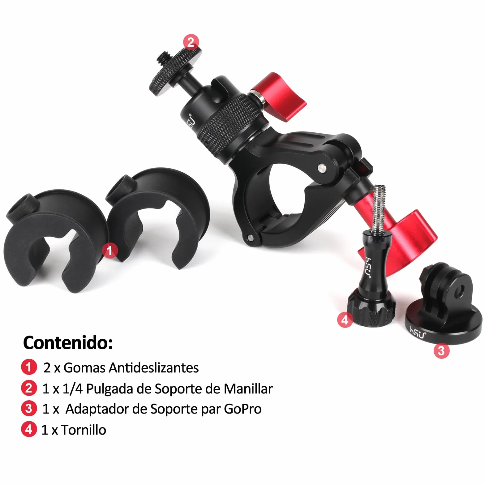 Soporte de Bicicleta para GoPro Cámara, 360° Rotación Montaje de Motocicleta para Cámaras de Acción