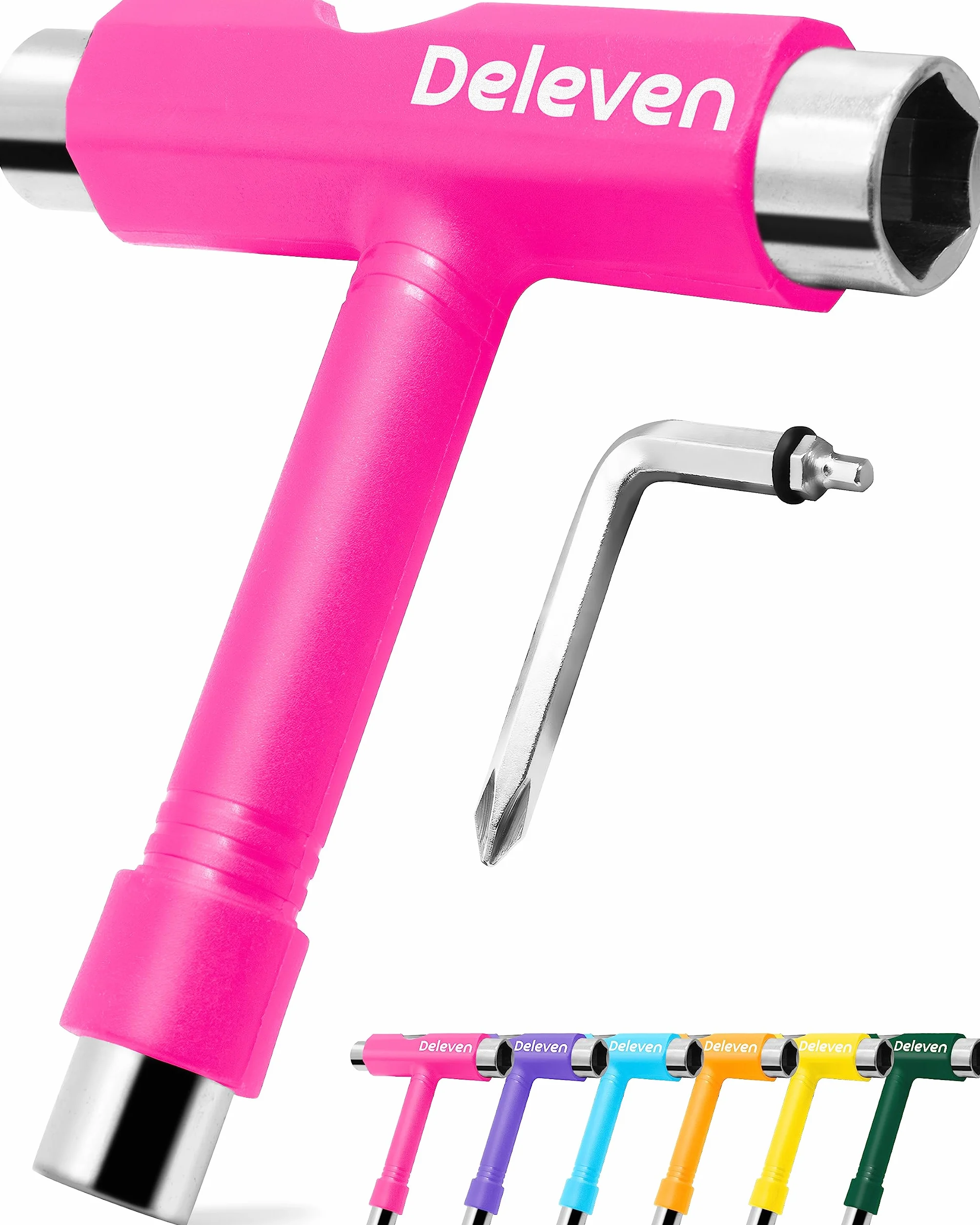 Deleven Herramienta de Skate Todo-en-Uno Multifunción con Llave Allen 2-en-1 y Destornillador Phillips