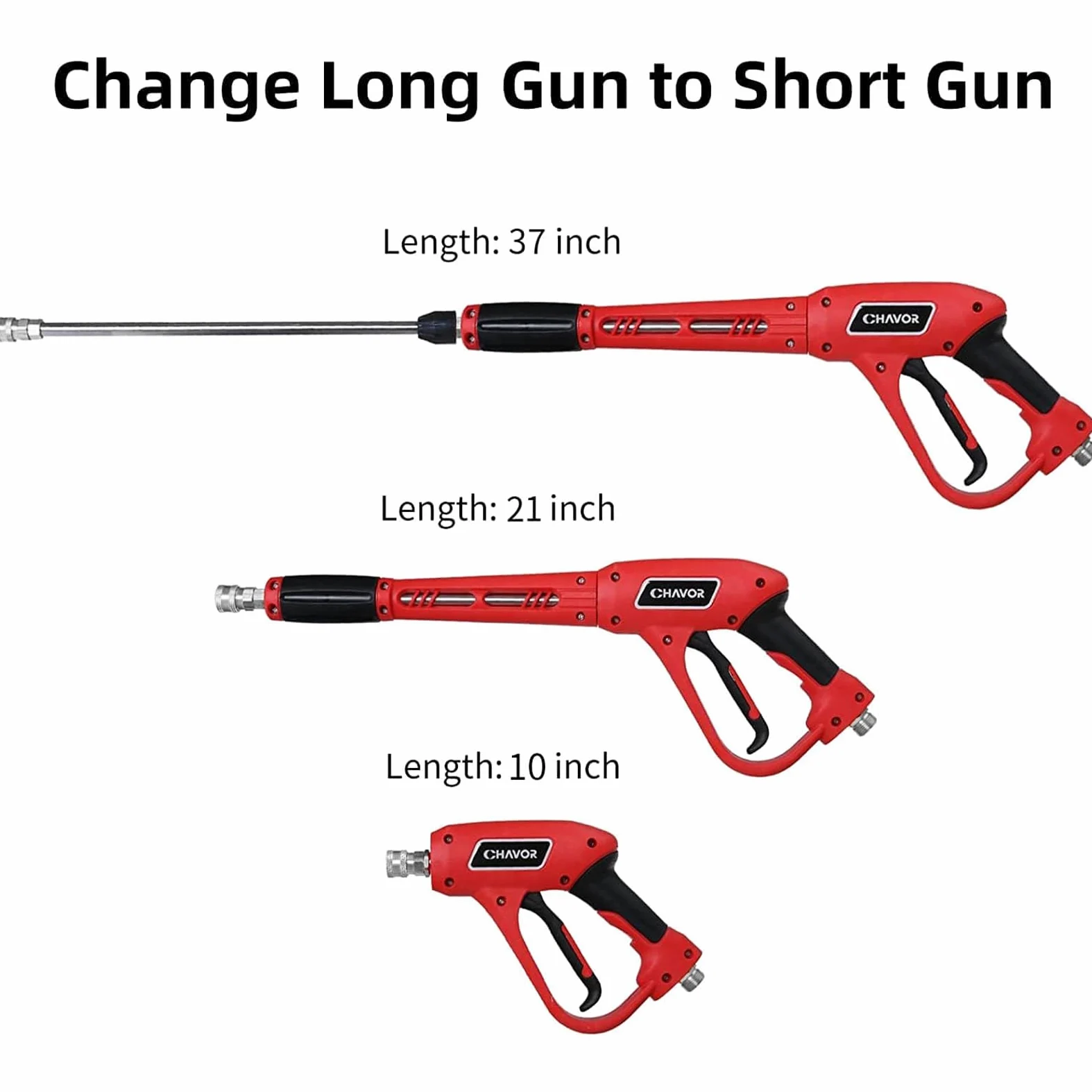 Pistola de lavado a presión con varilla de extensión de repuesto, pistola de lavado eléctrica mejorada con 5 puntas de boquilla de pulverización, accesorio M22, 37 pulgadas, 3000 PSI