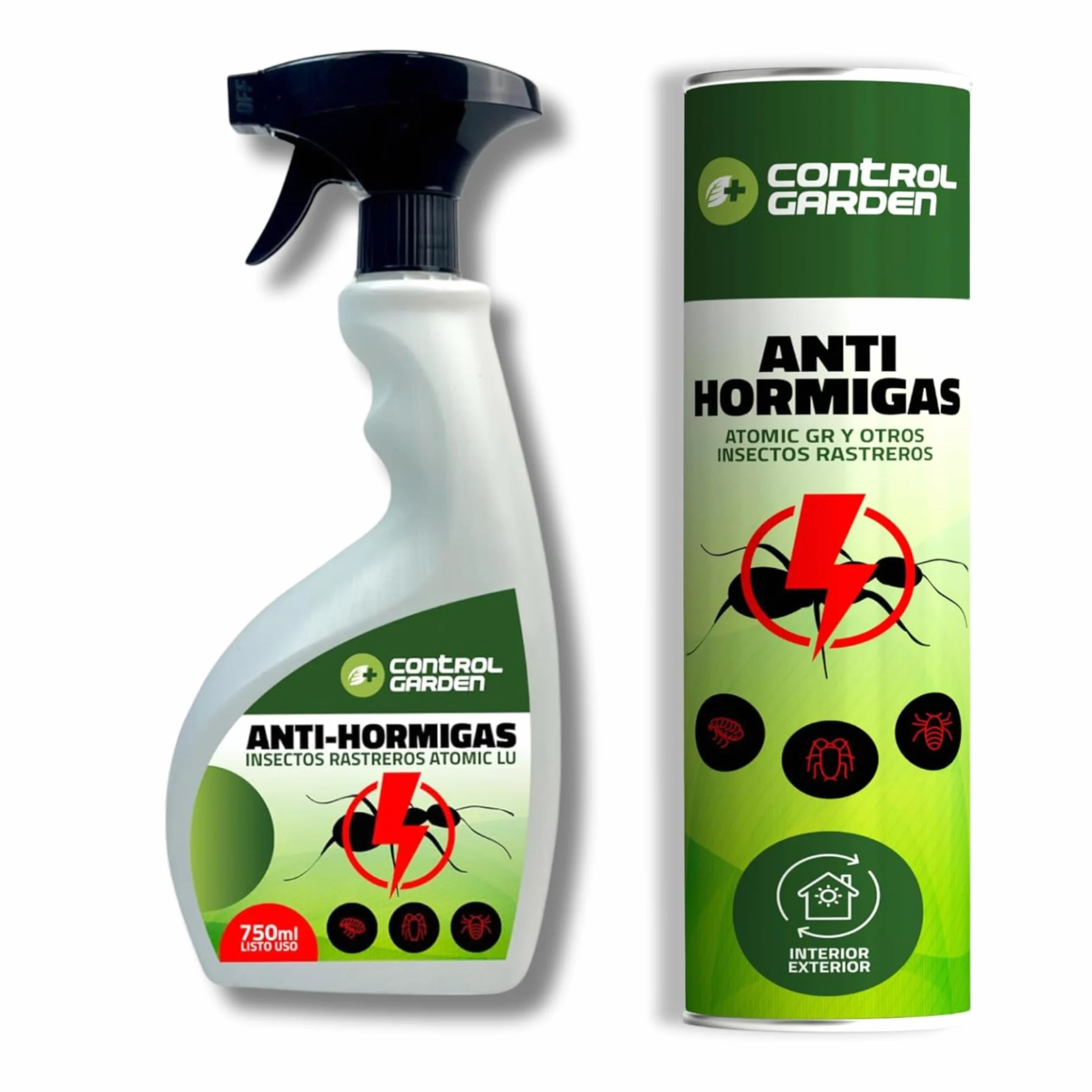CONTROL GARDEN Pack AntiHormigas Talquera 600 GR + Spray 750 ML | Solución Definitiva Elimina Hormigas, Hormigueros y Colonias | Apto Interior y Exterior | Chinches, Cucarachas e Insectos Rastreros