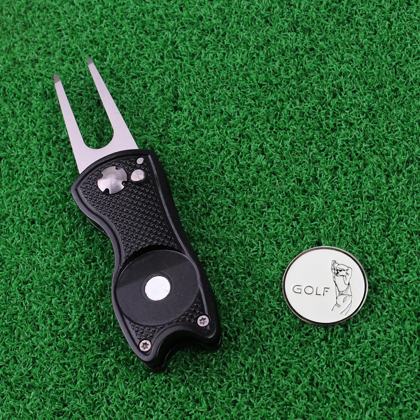 Crestgolf Golf Divot Tool con Botón Emergente y Marcador de Bola Magnética