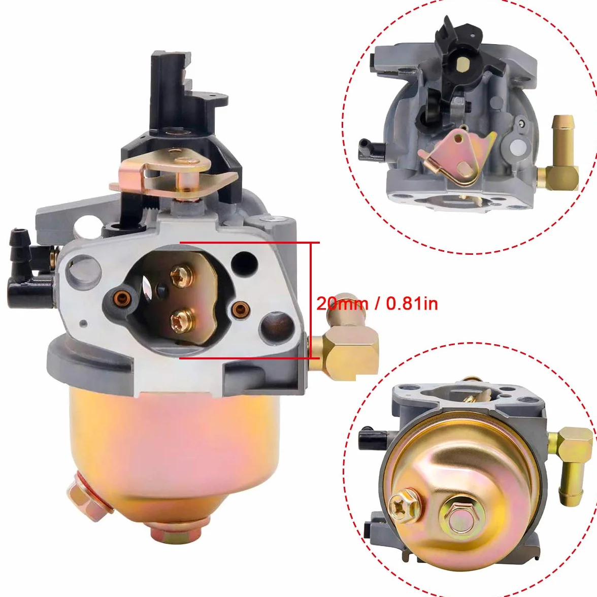ZAMDOE Carburador 170SA para Huayi 170S 170SA 170SD 165S 165SA para MTD 951-10368 951-10638A 751-10638 751-10638A 951-14026A 951-14027A soplador de Nieve, con línea de Combustible