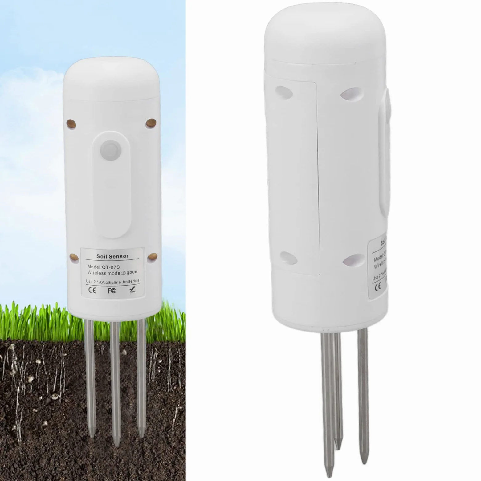 Sensor inalámbrico de suelo con sonda de 2.4 pulgadas, termómetro de temperatura del suelo, sensor de temperatura, medidor de agua del suelo para jardinería