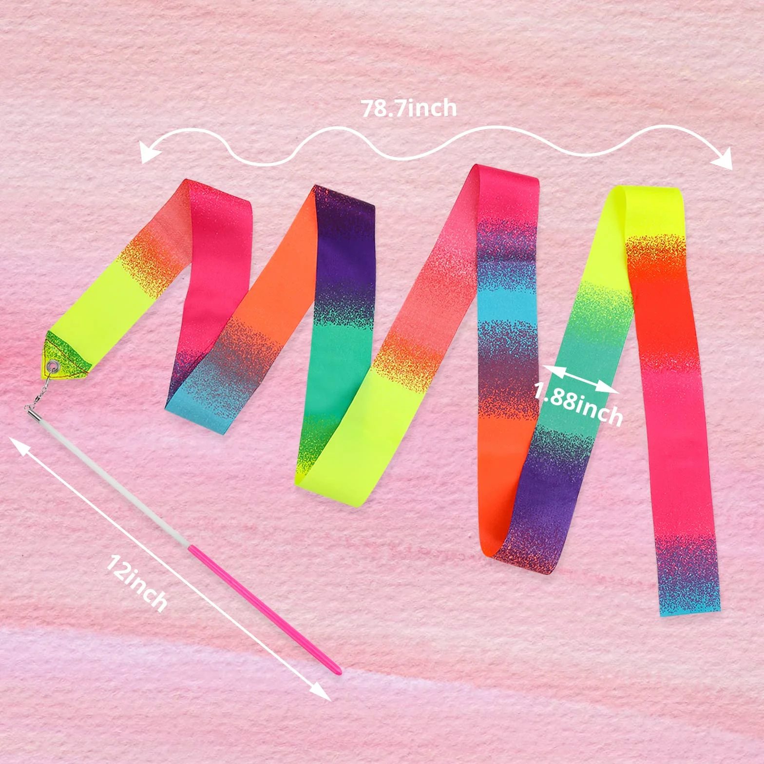 Rhythmic Dance Ribbons 78.7 Inch Gymnastics Ribbon Dancer Wand Dancing Streamers for Kids Artistic Gymnastics