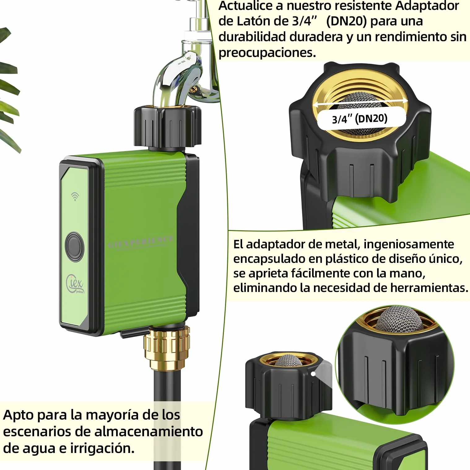 Temporizador de riego Inteligente Zigbee para jardín, Pack de 2 Unidades con medidor de Flujo de turbina Integrado,Compatible con Tuya Smart Life Home Assistant ZHA y Z2M